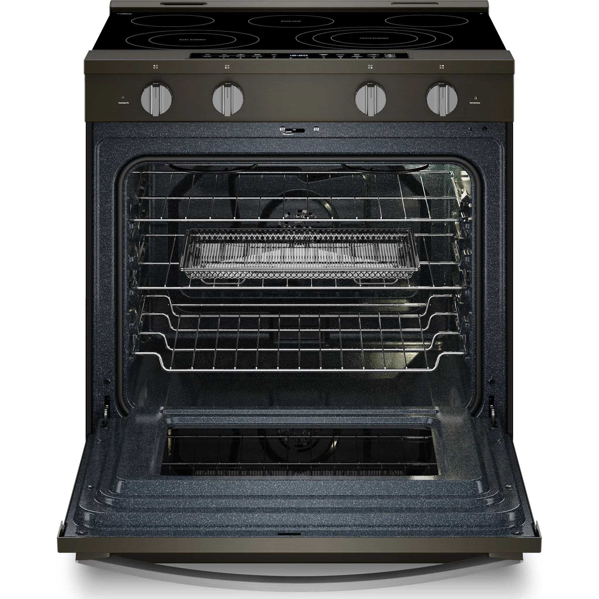 Whirlpool 30-Inch Smart Slide-In Electric Range with Air Fry, WipeClean Coating, Steam/Self Clean & High Speed Preheat - Black Stainless (YWSES7530RV) - Image 3
