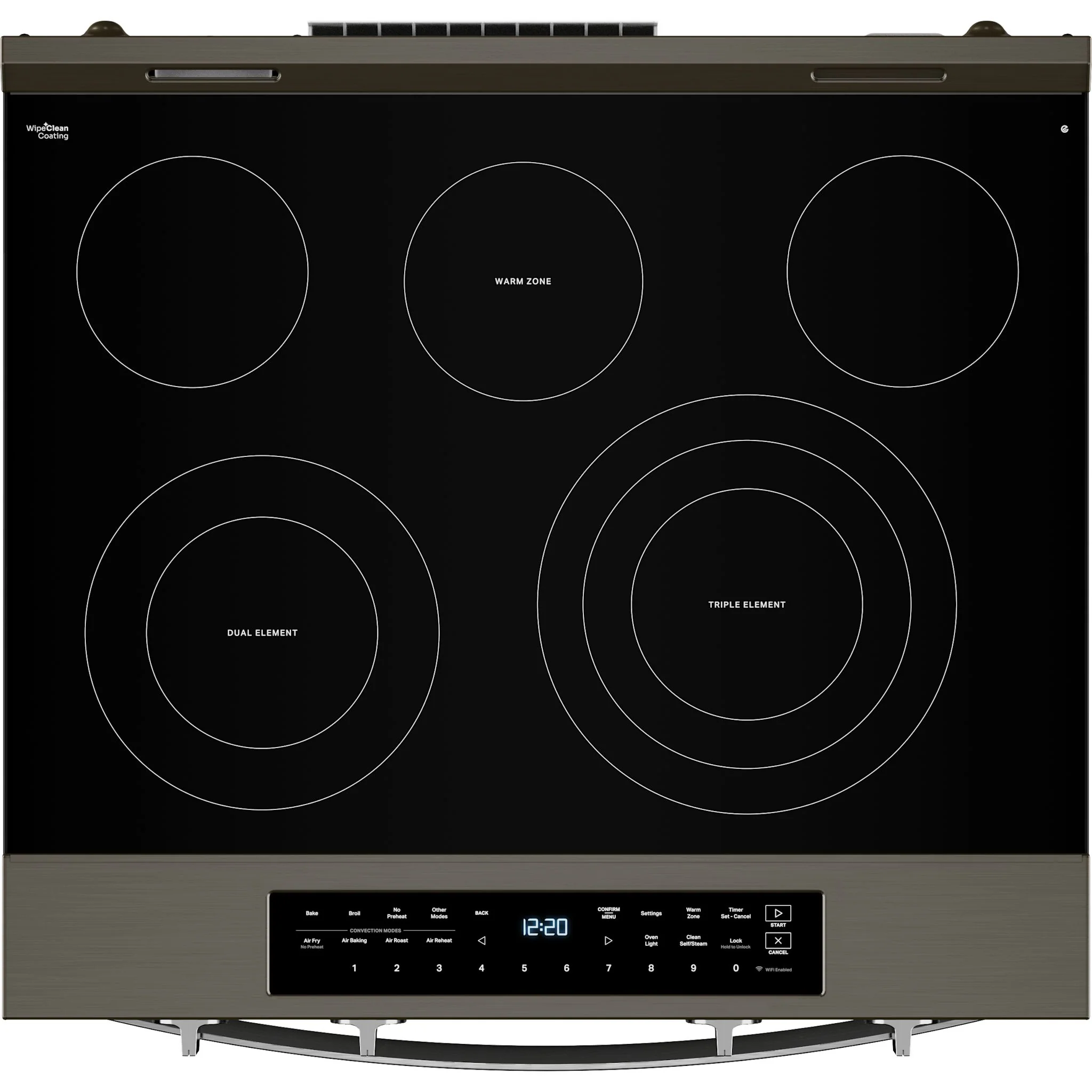 Whirlpool 30-Inch Smart Slide-In Electric Range with Air Fry, WipeClean Coating, Steam/Self Clean & High Speed Preheat - Black Stainless (YWSES7530RV) - Image 4
