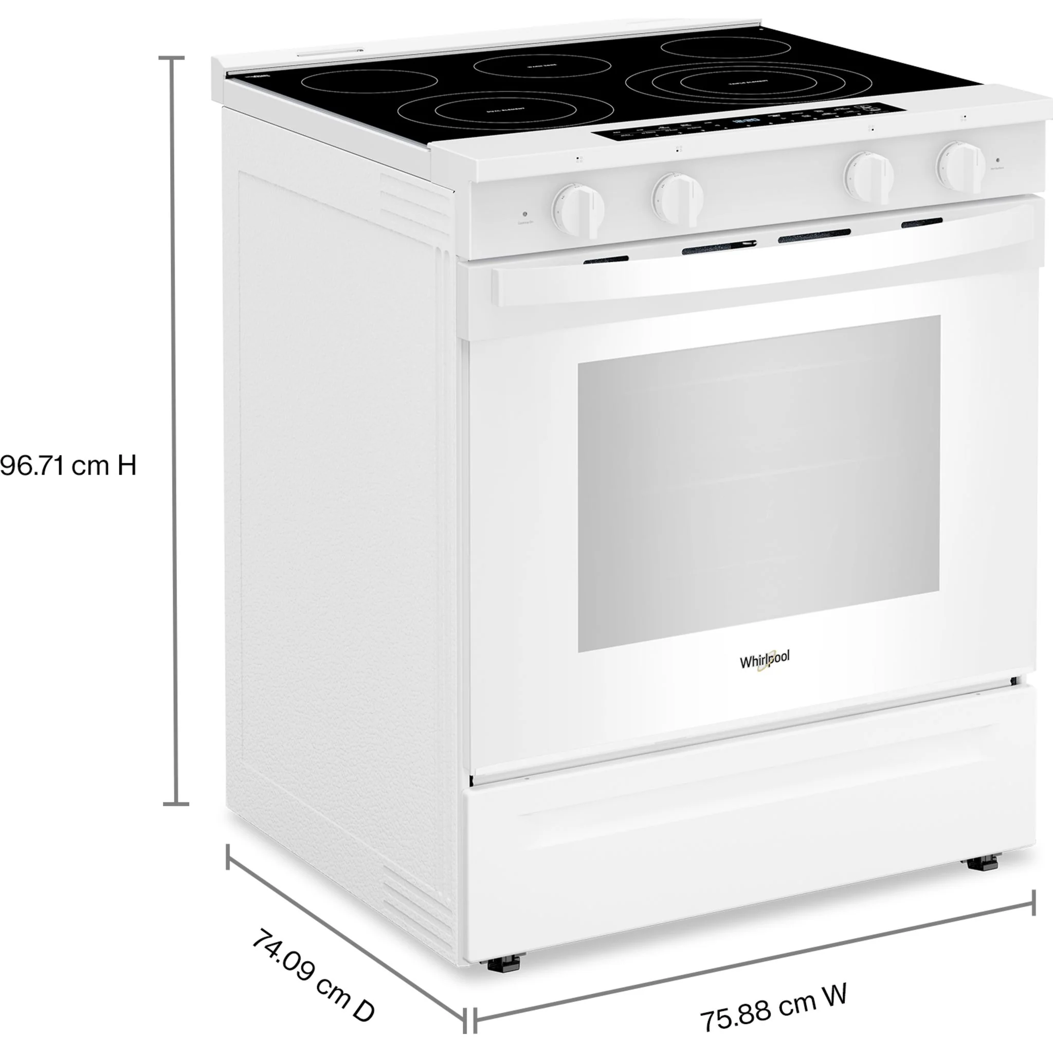 Whirlpool 30-Inch Smart Slide-In Electric Range with Air Fry, WipeClean Coating, Steam/Self Clean & High Speed Preheat - White (YWSES7530RW) - Image 3