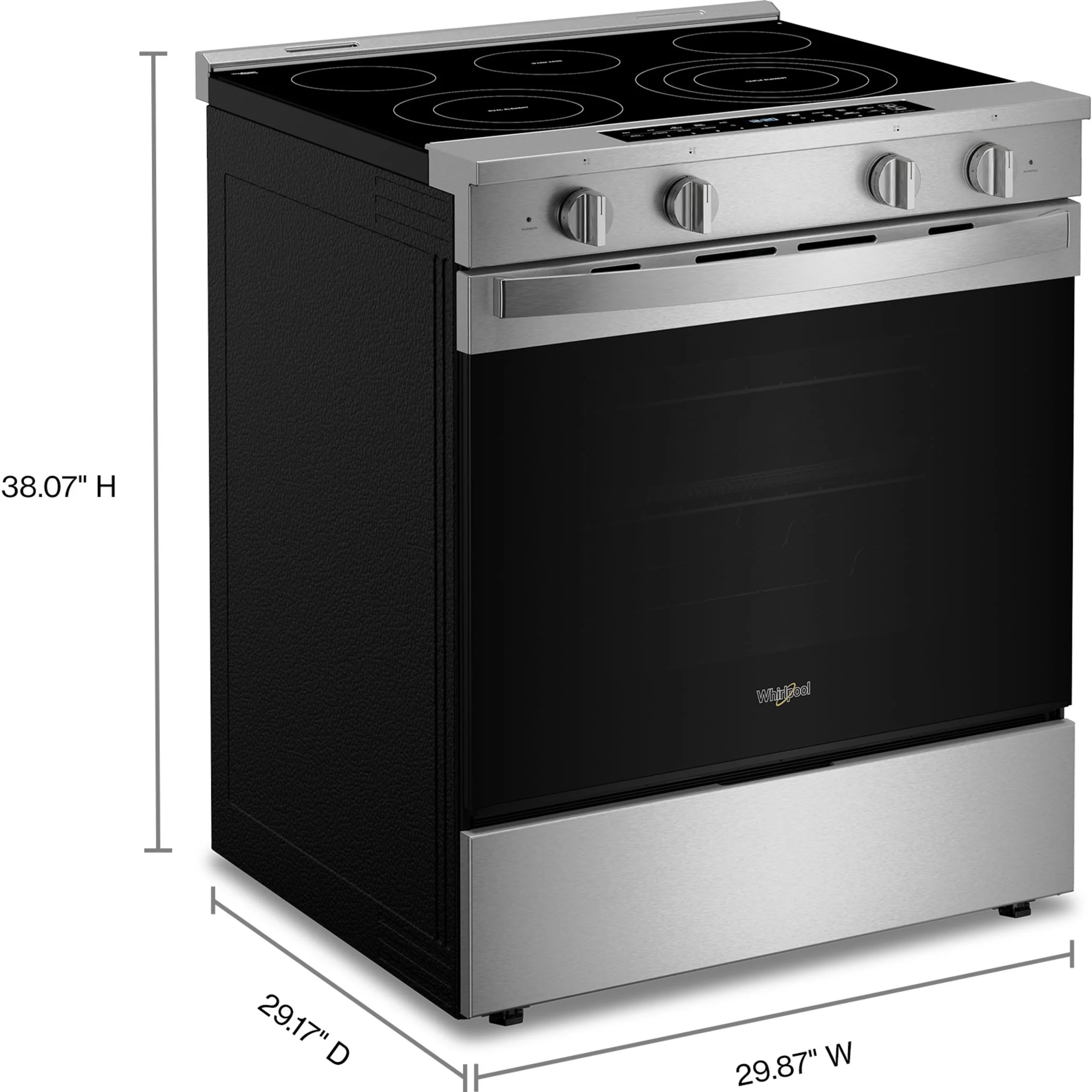 Whirlpool 30-Inch Smart Slide-In Electric Range with Air Fry & WipeClean Coating, Steam/Self Clean - Fingerprint Resistant Stainless (YWSES7530RZ) - Image 4