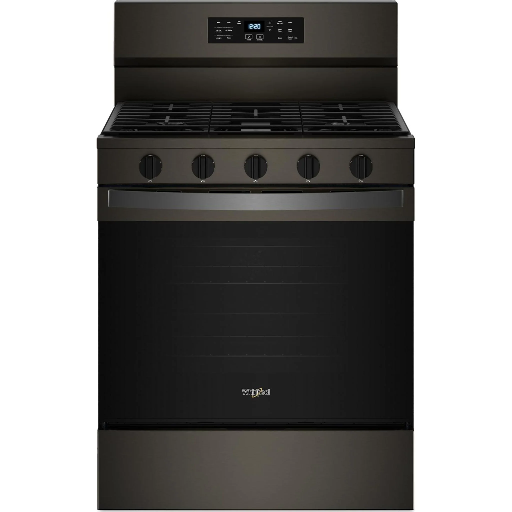 Whirlpool 30-inch Gas Range with Air Cooking Technology, No Preheat Air Fry and Air Baking and Self Clean -Black Stainless Finish (WFGS5030RV)