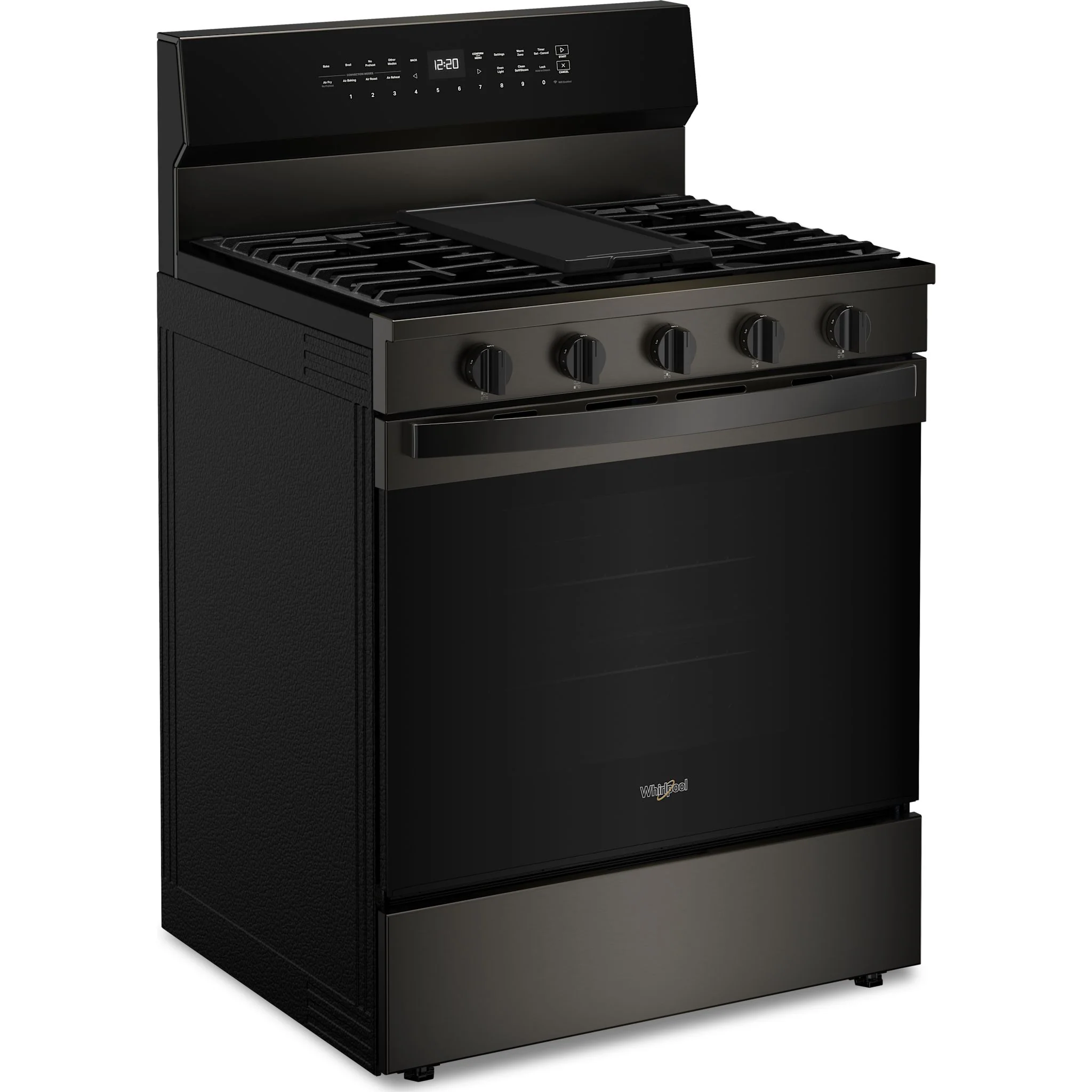 Whirlpool 30-Inch Smart Gas Range with Air Cooking, Steam/Self Clean & Rapid Preheat - 5.3 Cu. Ft. - Black Stainless (WFGS7530RV) - Image 2