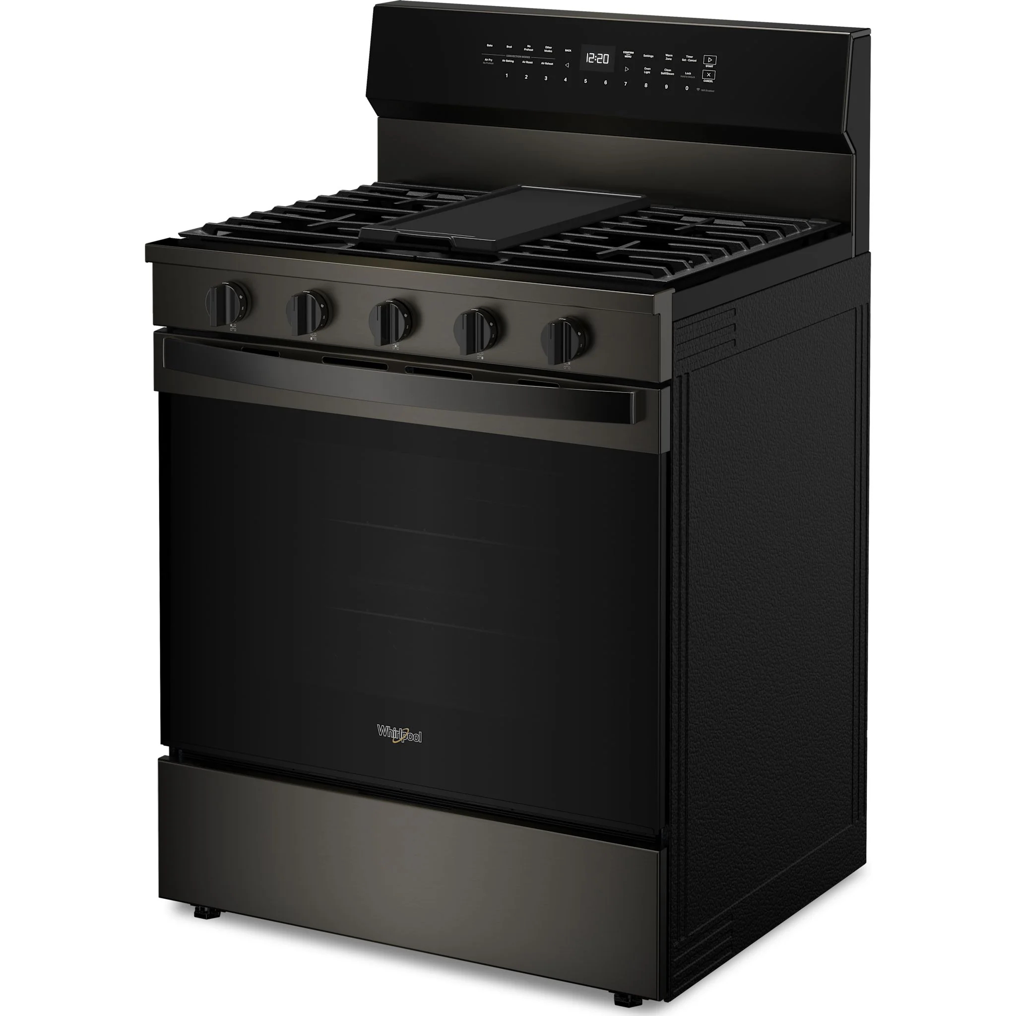 Whirlpool 30-Inch Smart Gas Range with Air Cooking, Steam/Self Clean & Rapid Preheat - 5.3 Cu. Ft. - Black Stainless (WFGS7530RV) - Image 3
