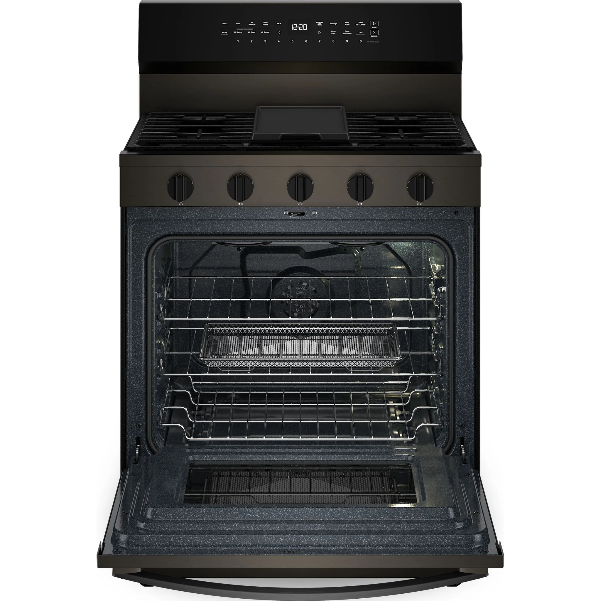 Whirlpool 30-Inch Smart Gas Range with Air Cooking, Steam/Self Clean & Rapid Preheat - 5.3 Cu. Ft. - Black Stainless (WFGS7530RV) - Image 6