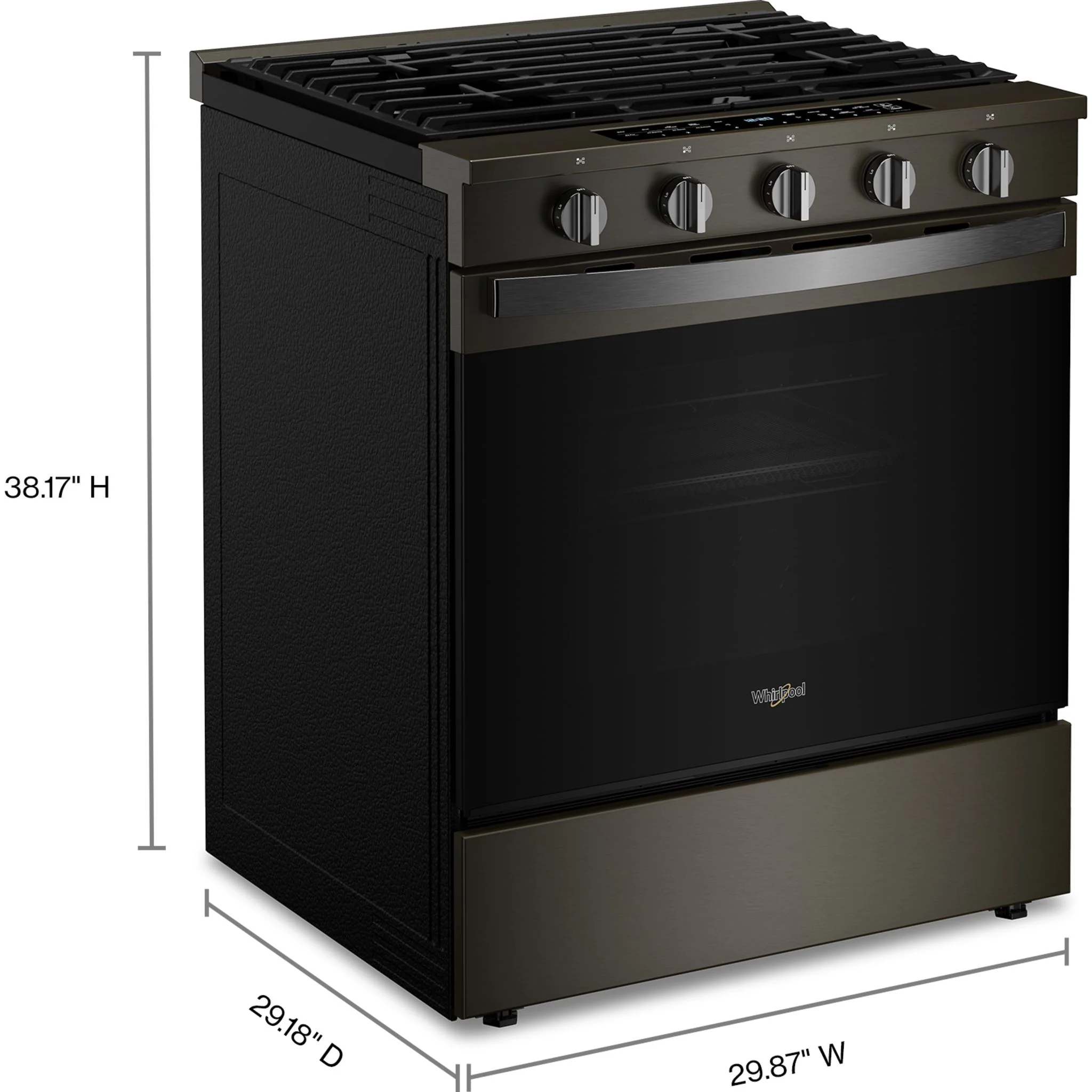 Whirlpool 30-Inch Smart Slide-In Gas Range with Air Fry, Steam/Self Clean & High Speed Preheat - Black Stainless (WSGS7530RV) - Image 6