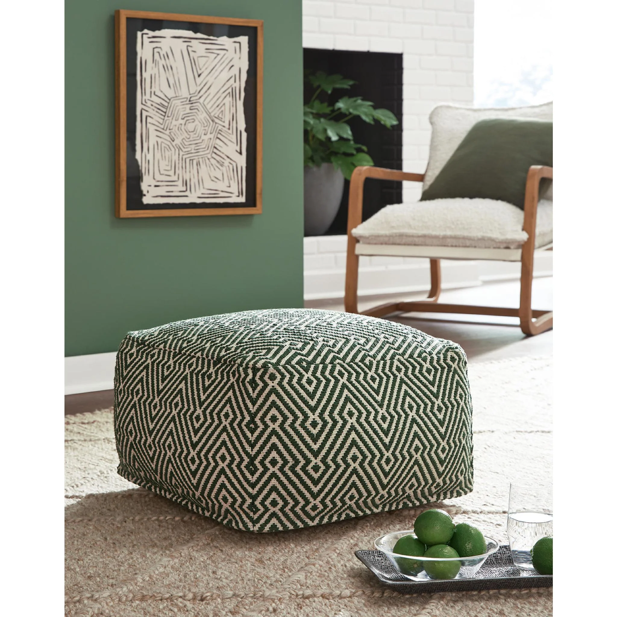 Abacy Pouf - Green/Ivory - Image 2
