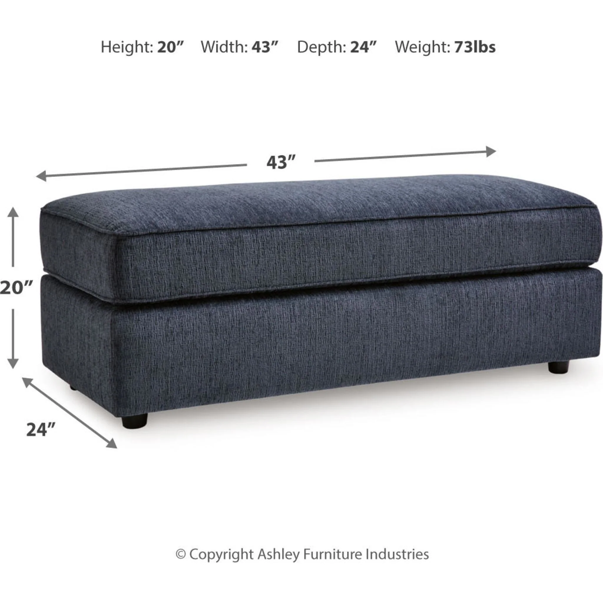 Albar Place Oversized Accent Ottoman - Cobalt - Image 5