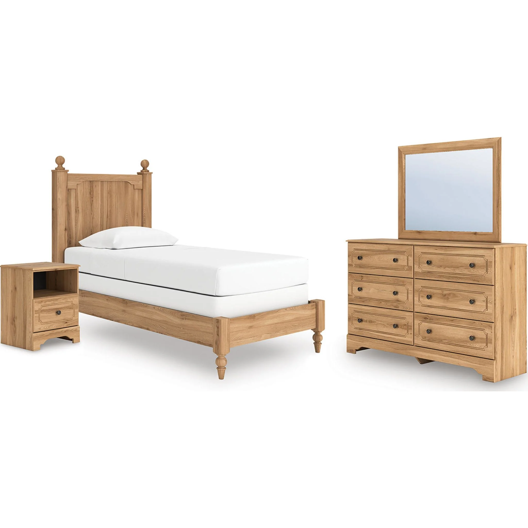 Aleaport 6 Piece Twin Panel Bedroom - Warm Brown