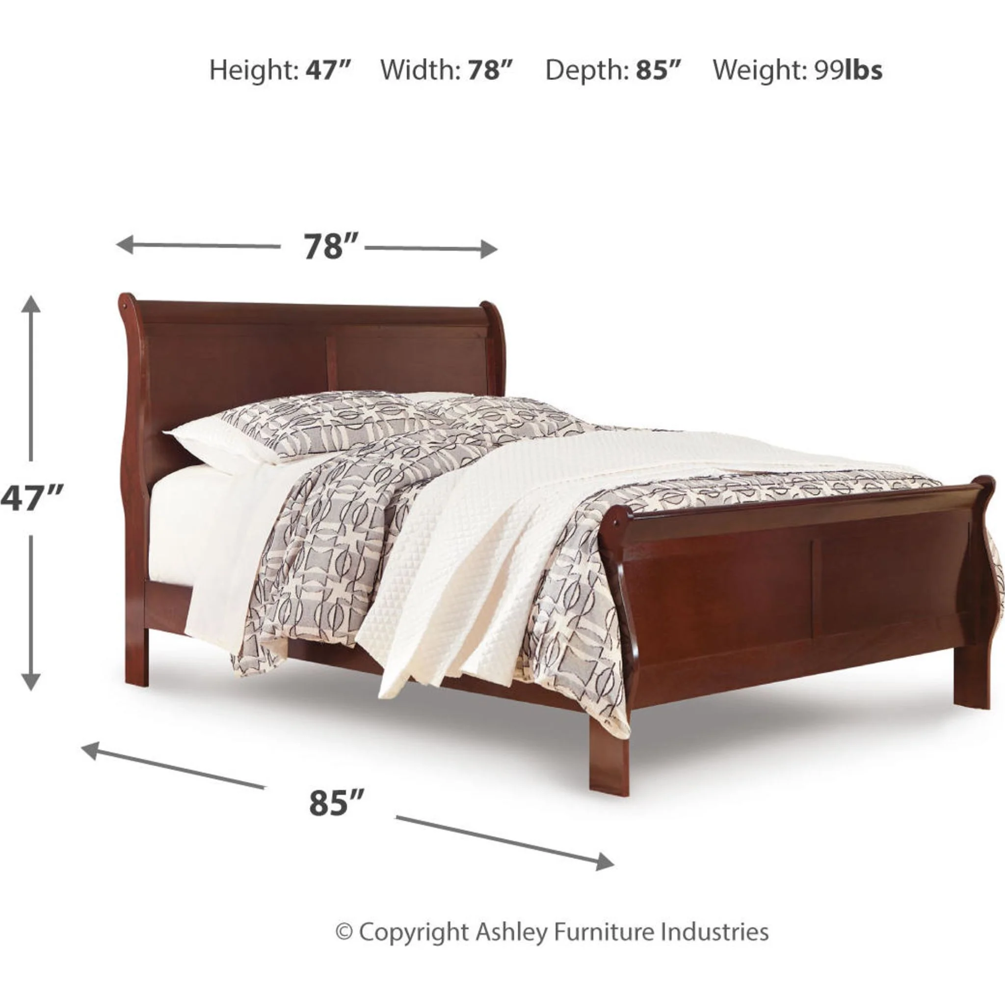 Alisdair 5 Piece King Sleigh Bedroom - Dark Brown - Image 7
