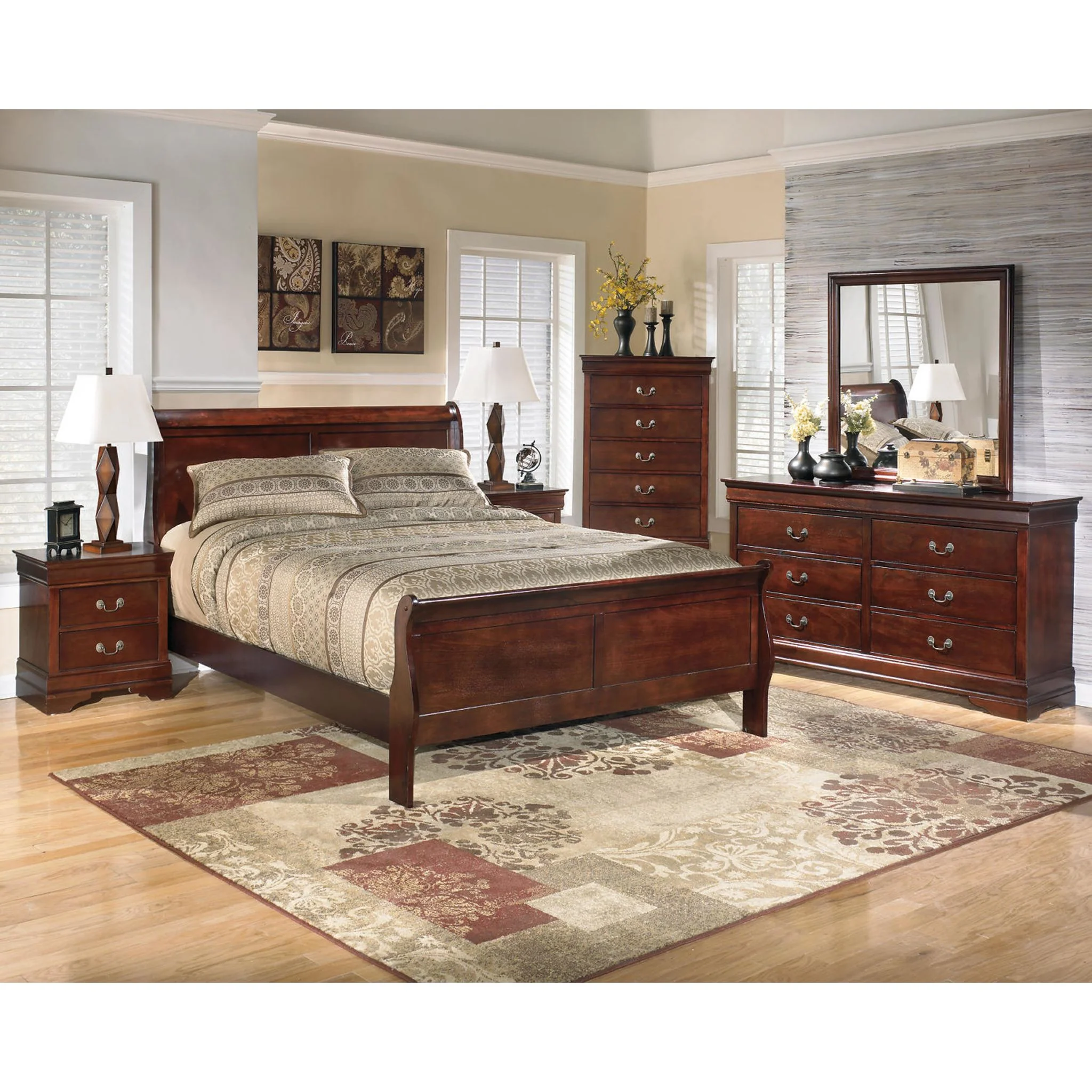 Alisdair 5 Piece Queen Sleigh Bedroom - Dark Brown - Image 11