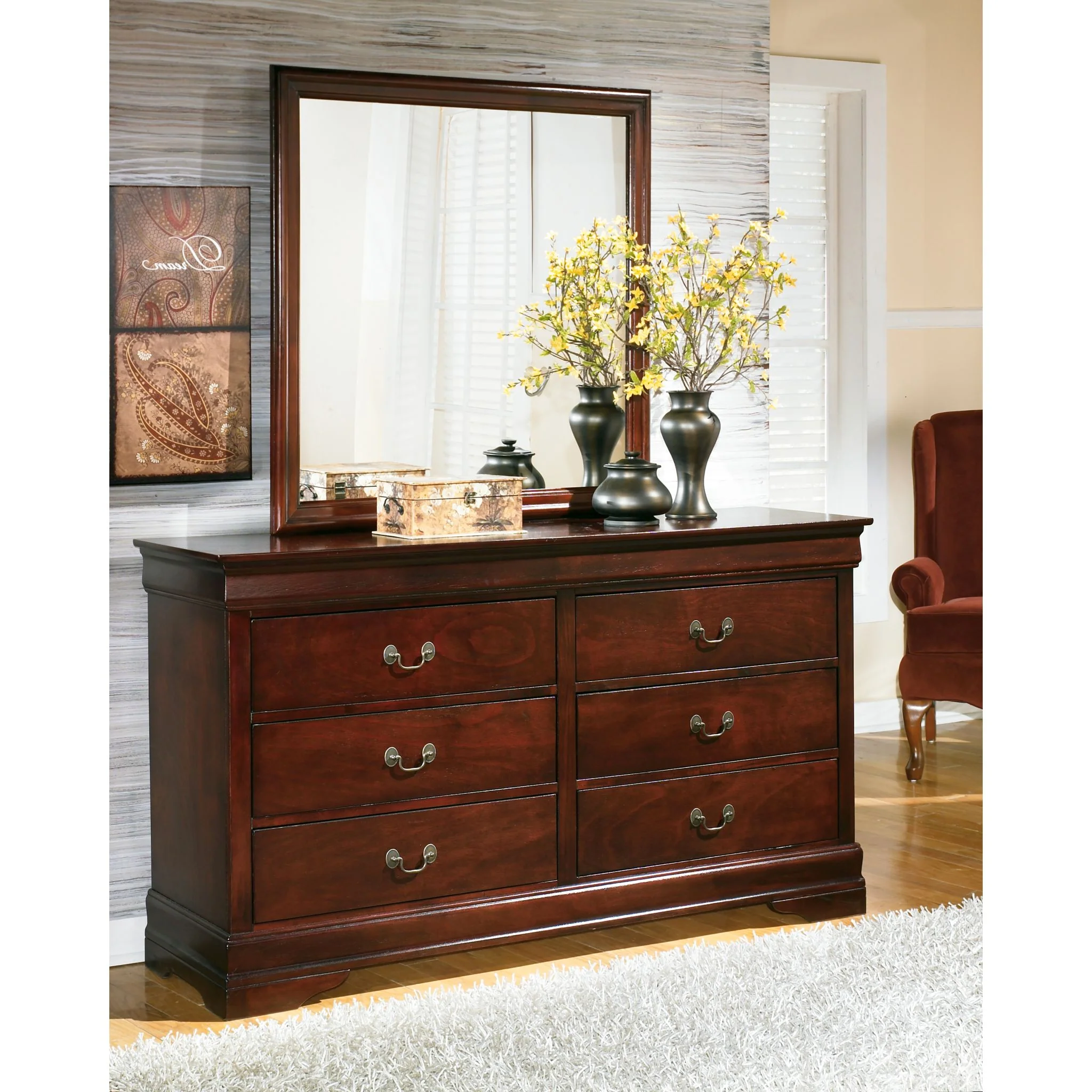 Alisdair 5 Piece Queen Sleigh Bedroom - Dark Brown - Image 3