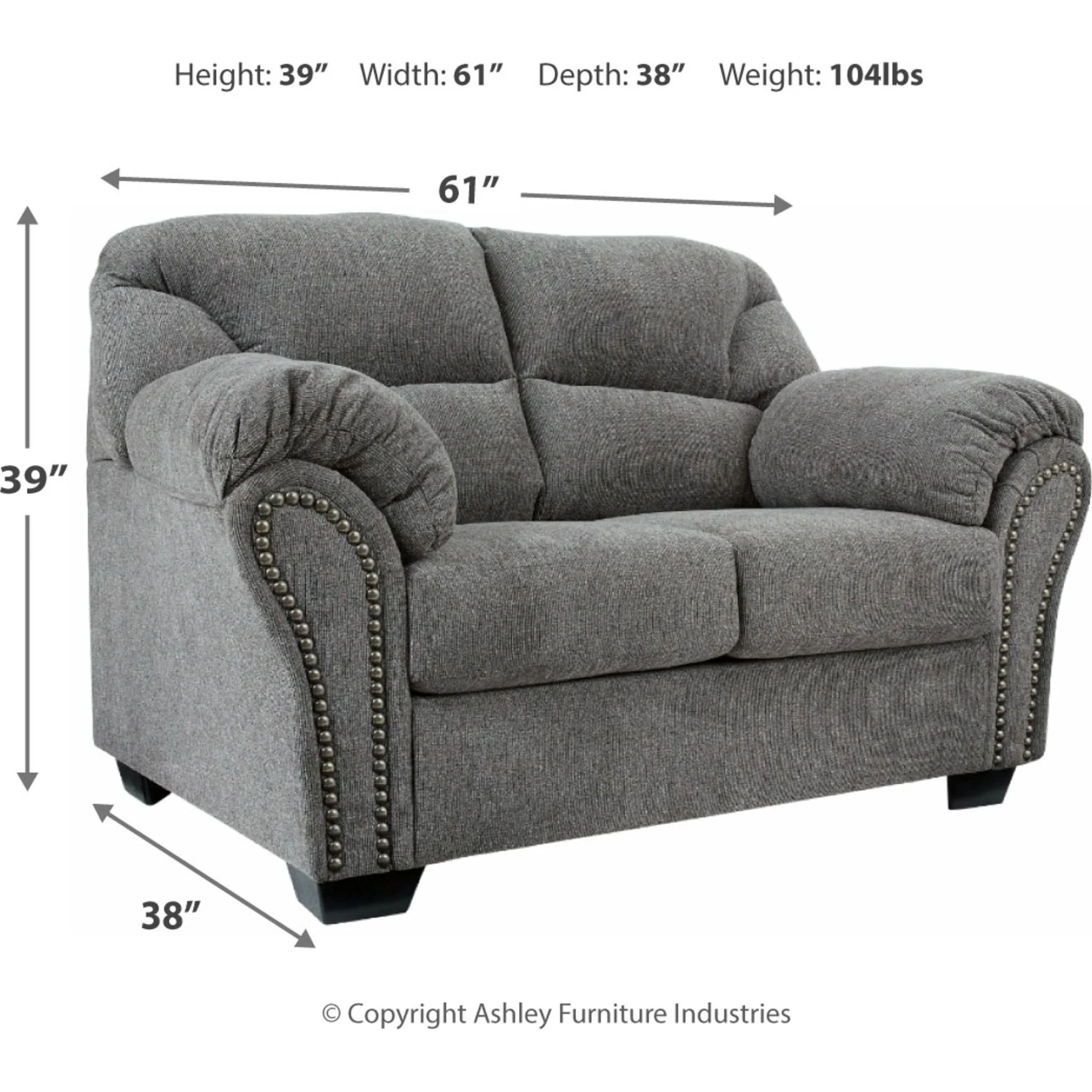 Allmaxx Loveseat - Pewter - Image 5