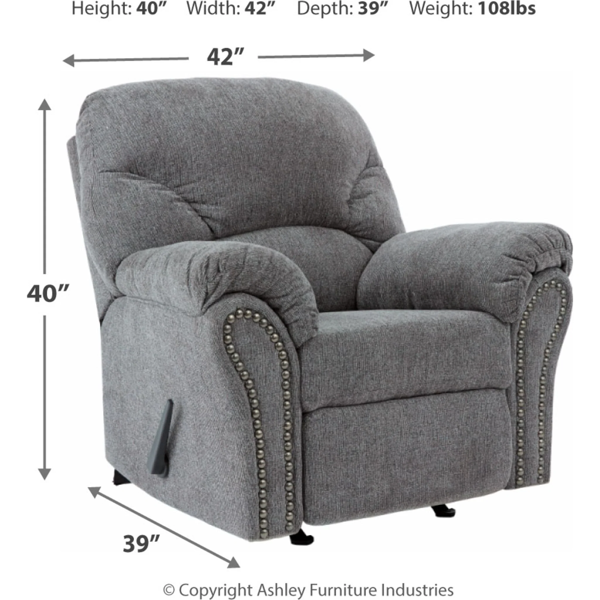 Allmaxx Rocker Recliner - Pewter - Image 5
