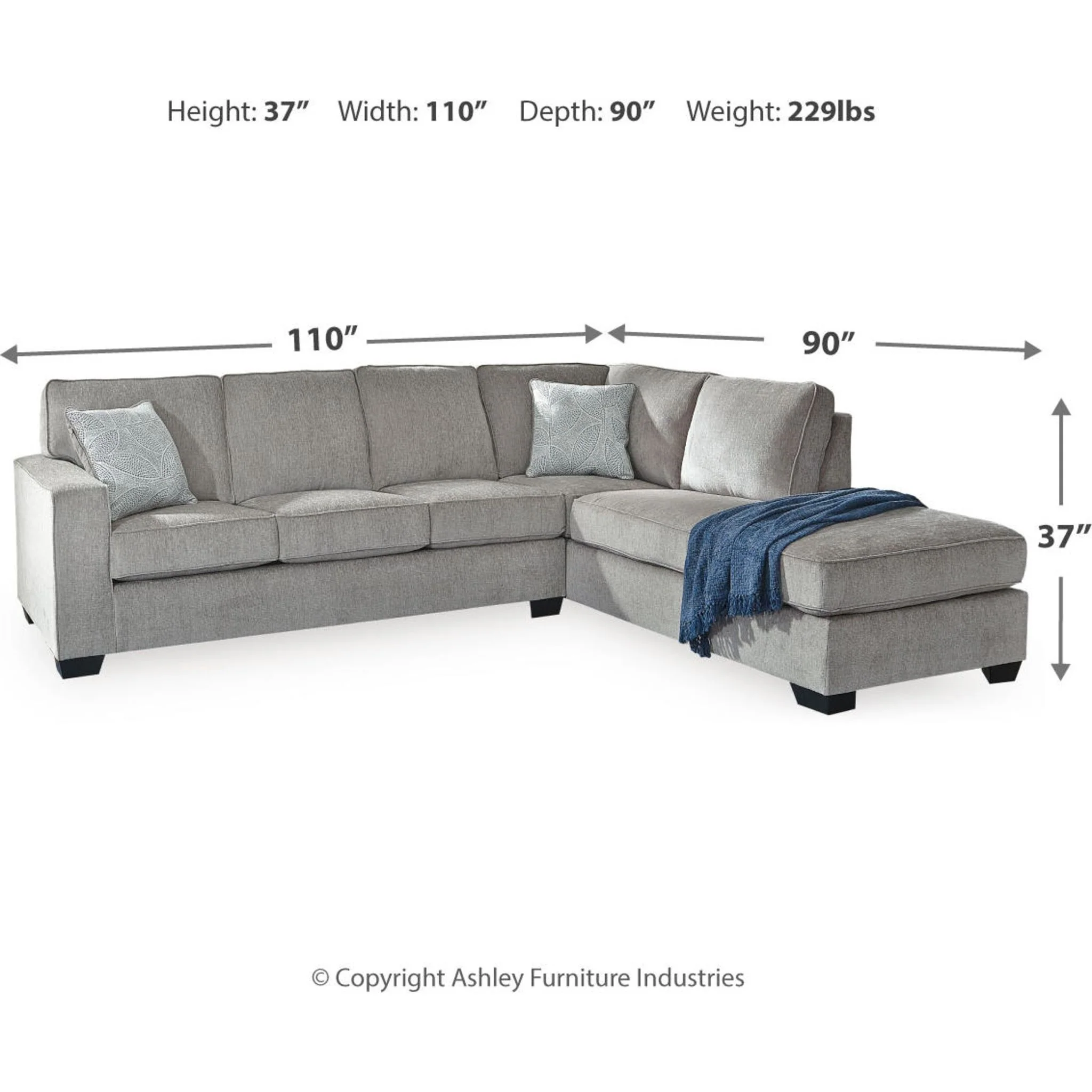 Altari 2 Piece Sleeper Sectional with Chaise - Image 48