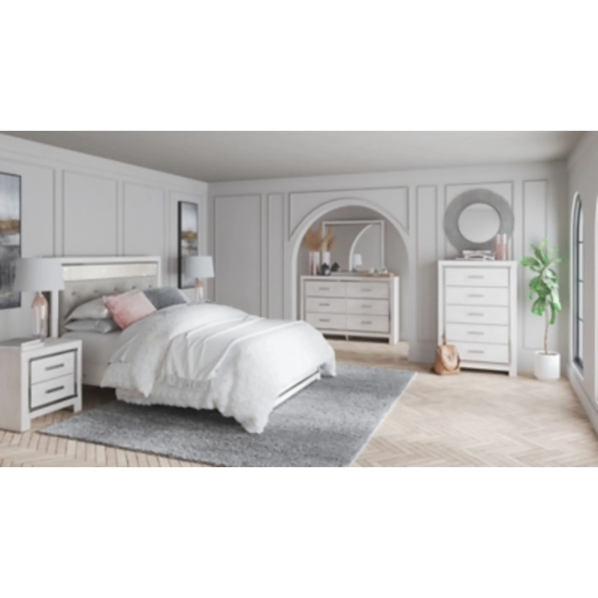 Altyra 5 Piece King Panel Bedroom - White - Image 2