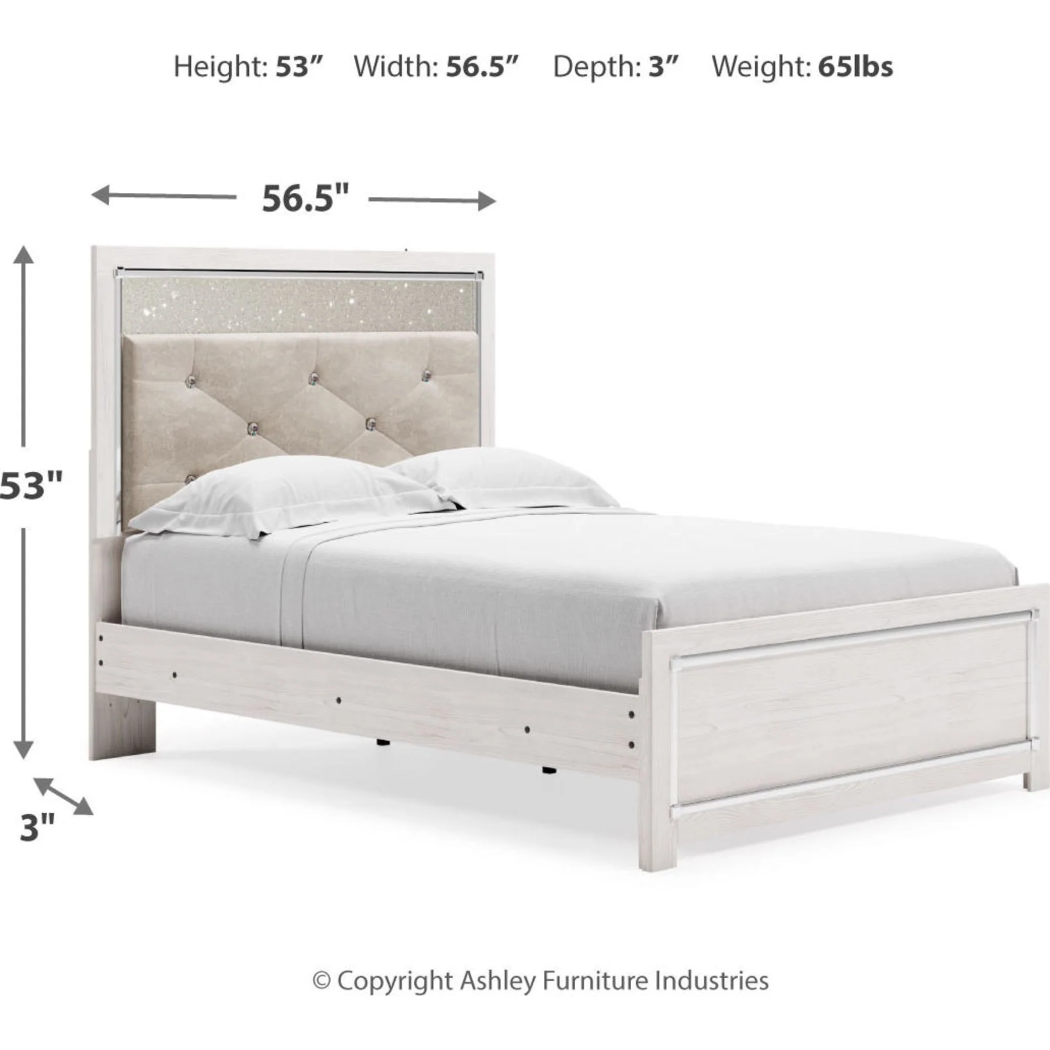 Altyra Full Panel Headboard - White - Image 5
