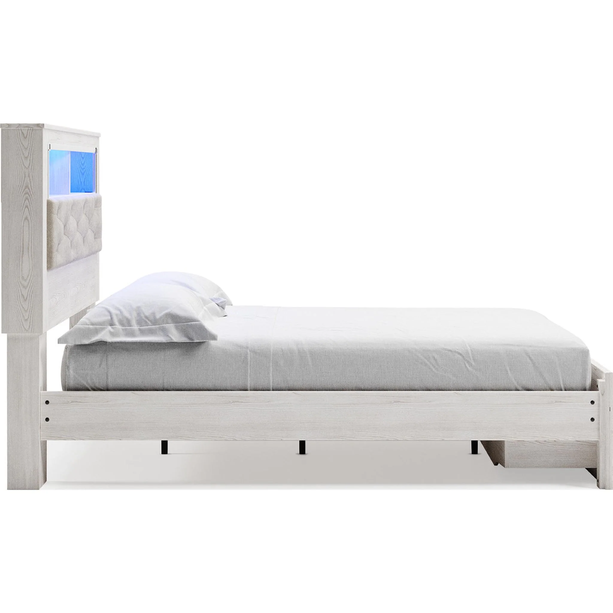 Altyra King Upholstered Bookcase Bed with Storage - White - Image 10