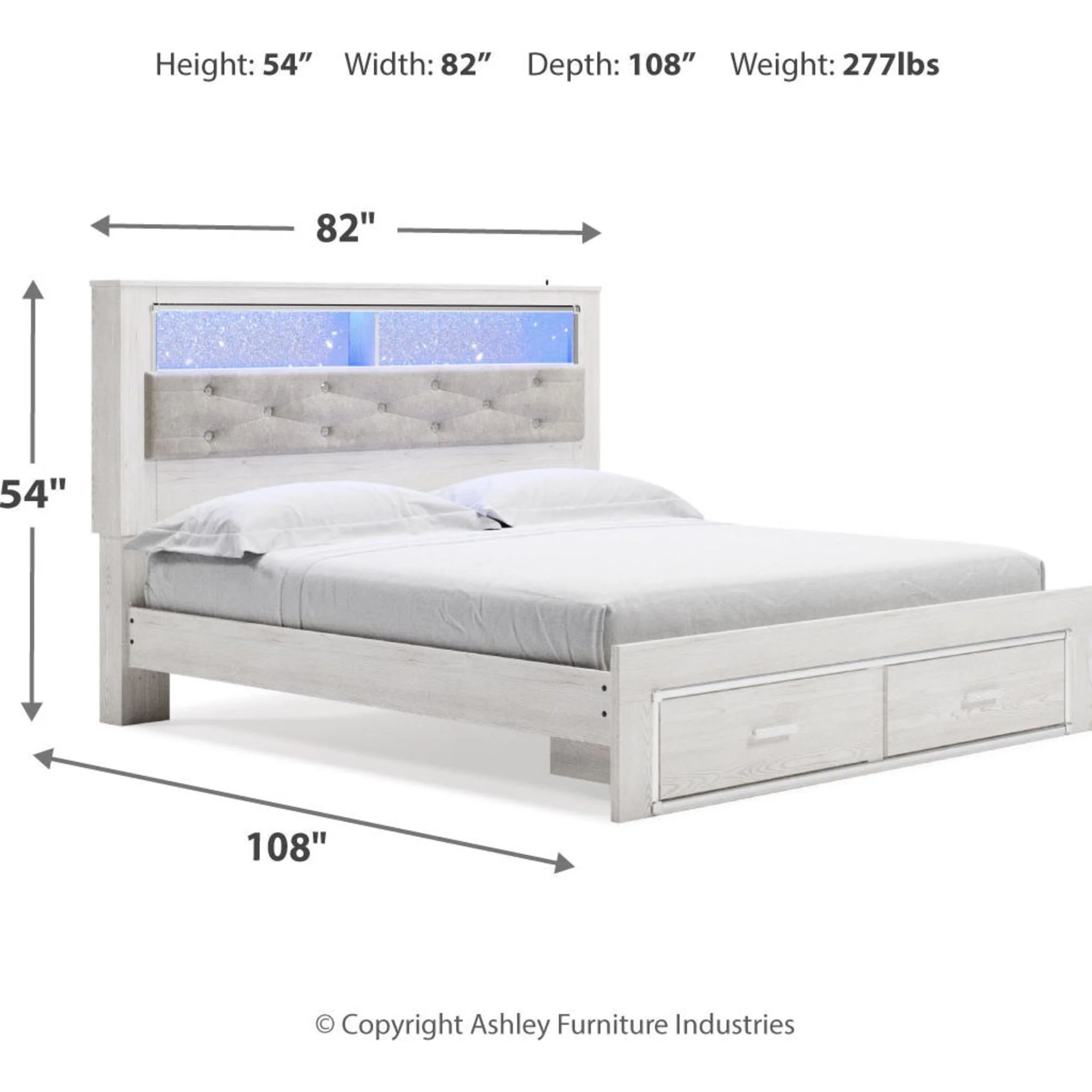 Altyra King Upholstered Bookcase Bed with Storage - White - Image 19