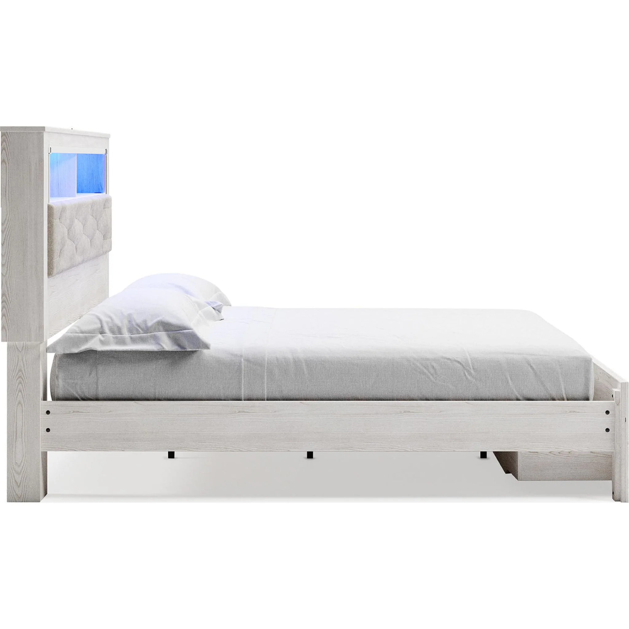 Altyra King Upholstered Bookcase Bed with Storage - White - Image 25