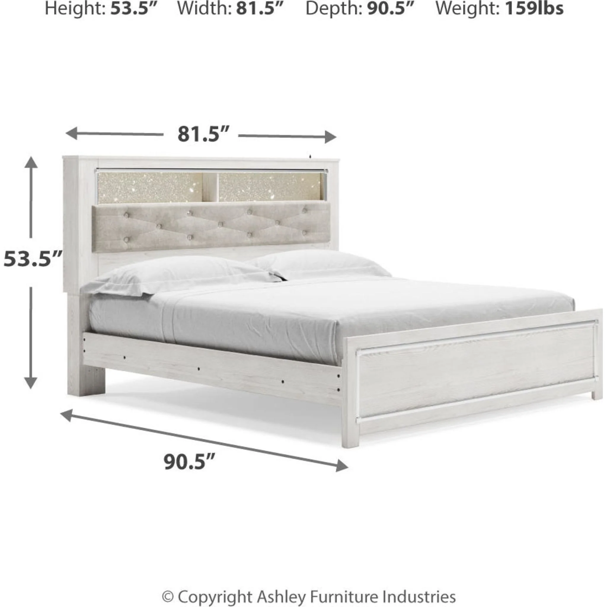 Altyra King Upholstered Bookcase Bed with Storage - White - Image 34