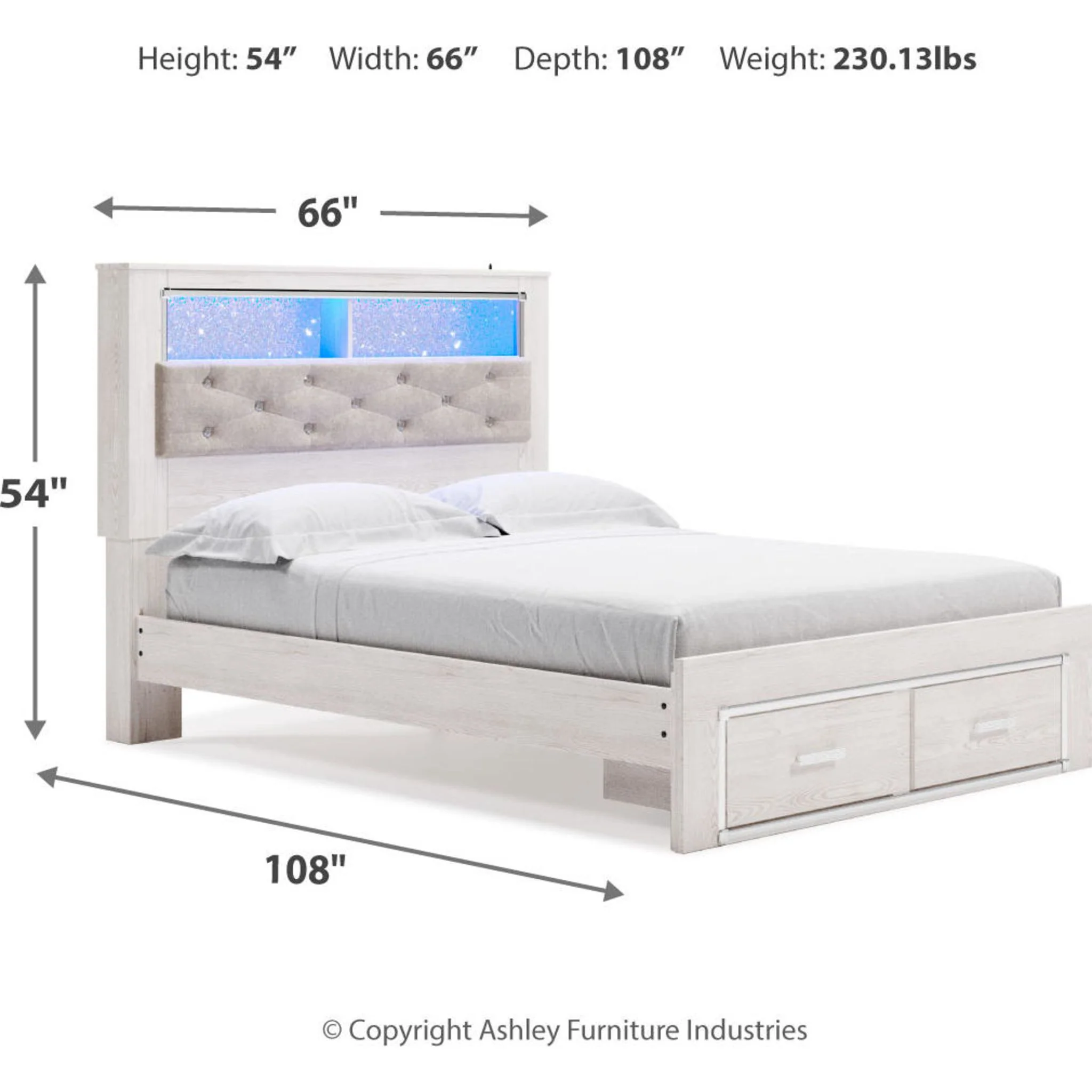 Altyra King Upholstered Bookcase Bed with Storage - White - Image 5