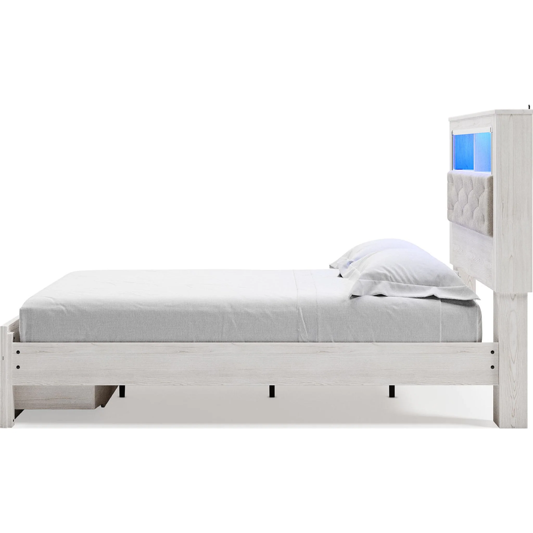 Altyra King Upholstered Bookcase Bed with Storage - White - Image 9