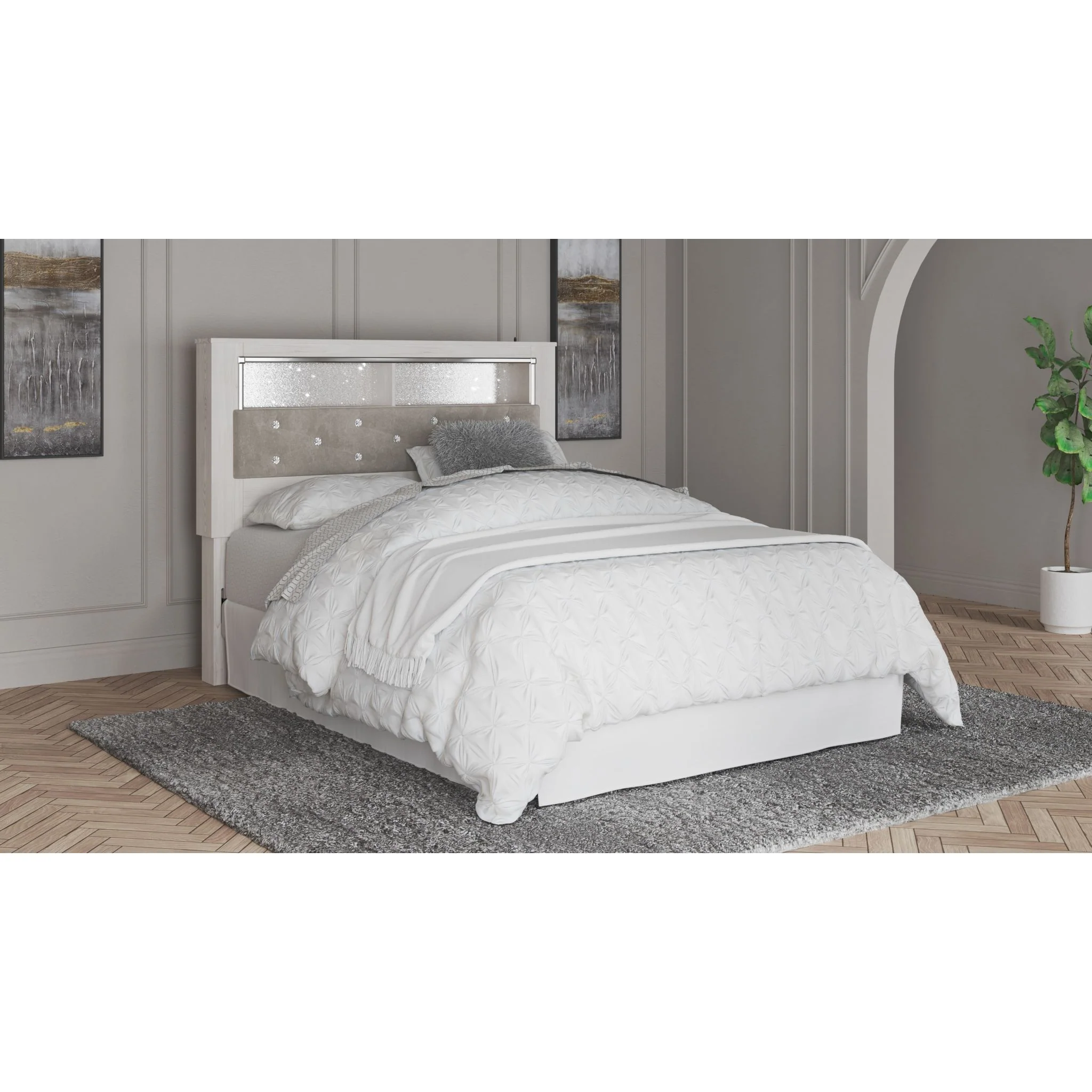 Altyra Queen Bookcase Headboard - White - Image 2