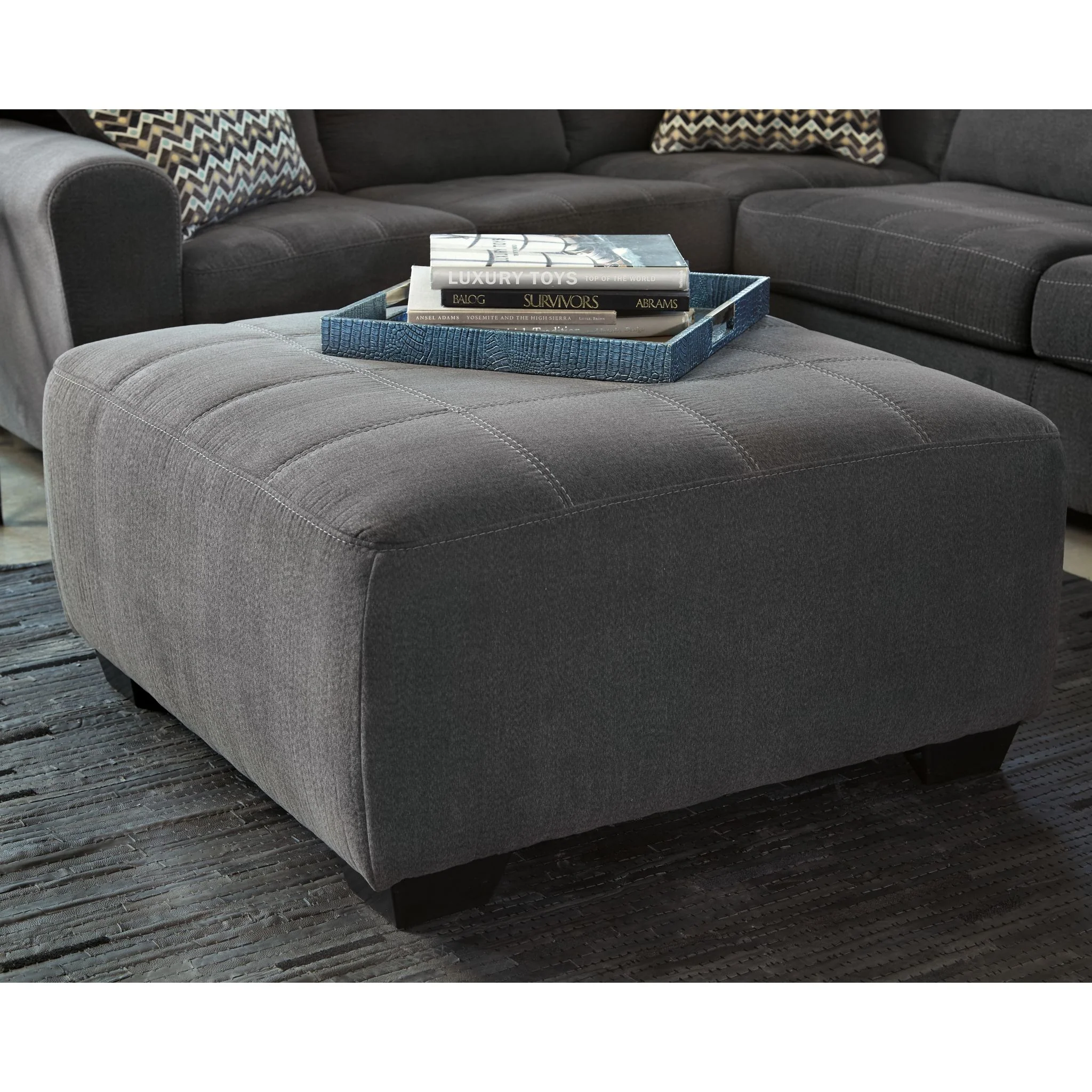 Ambee Oversized Accent Ottoman - Slate - Image 2