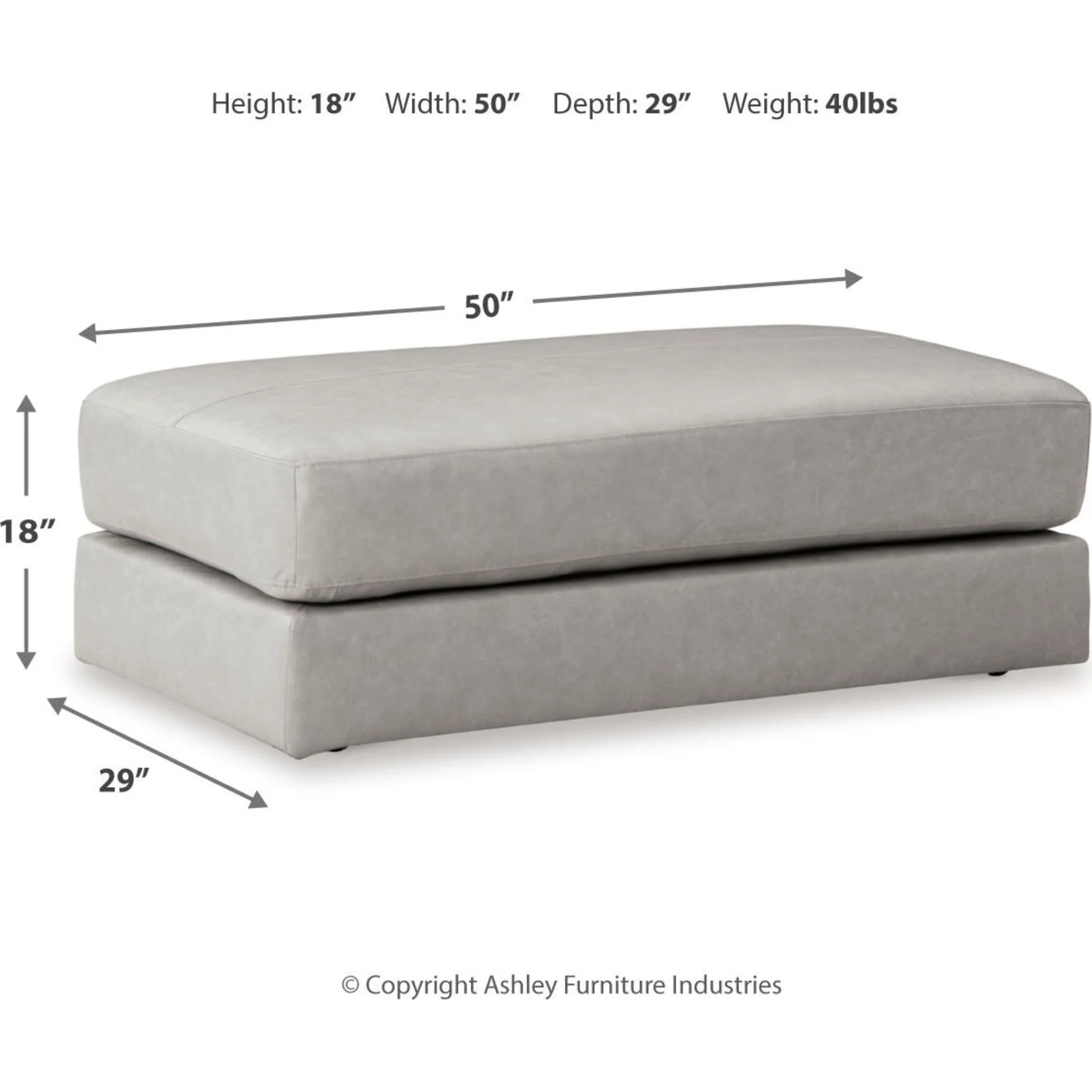 Amiata Oversized Accent Ottoman - Glacier - Image 4