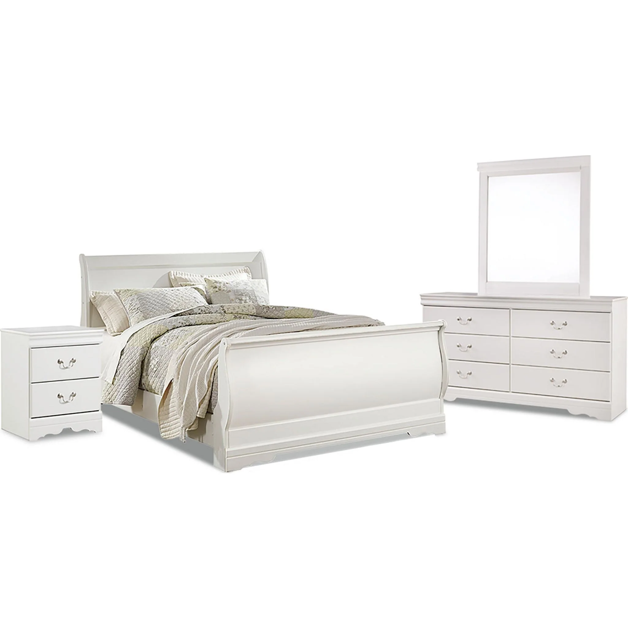 Anarasia 6 Piece Queen Sleigh Bedroom - White