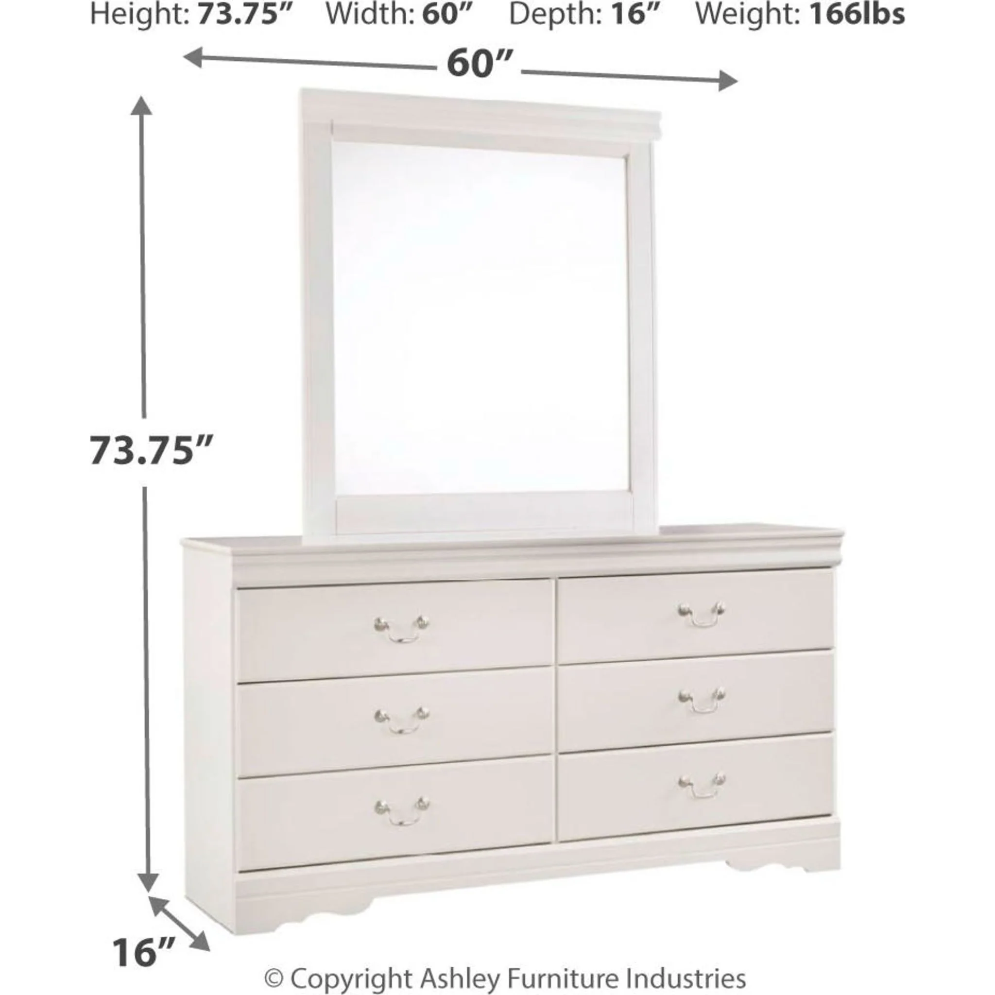 Anarasia 6 Piece Queen Sleigh Bedroom - White - Image 3