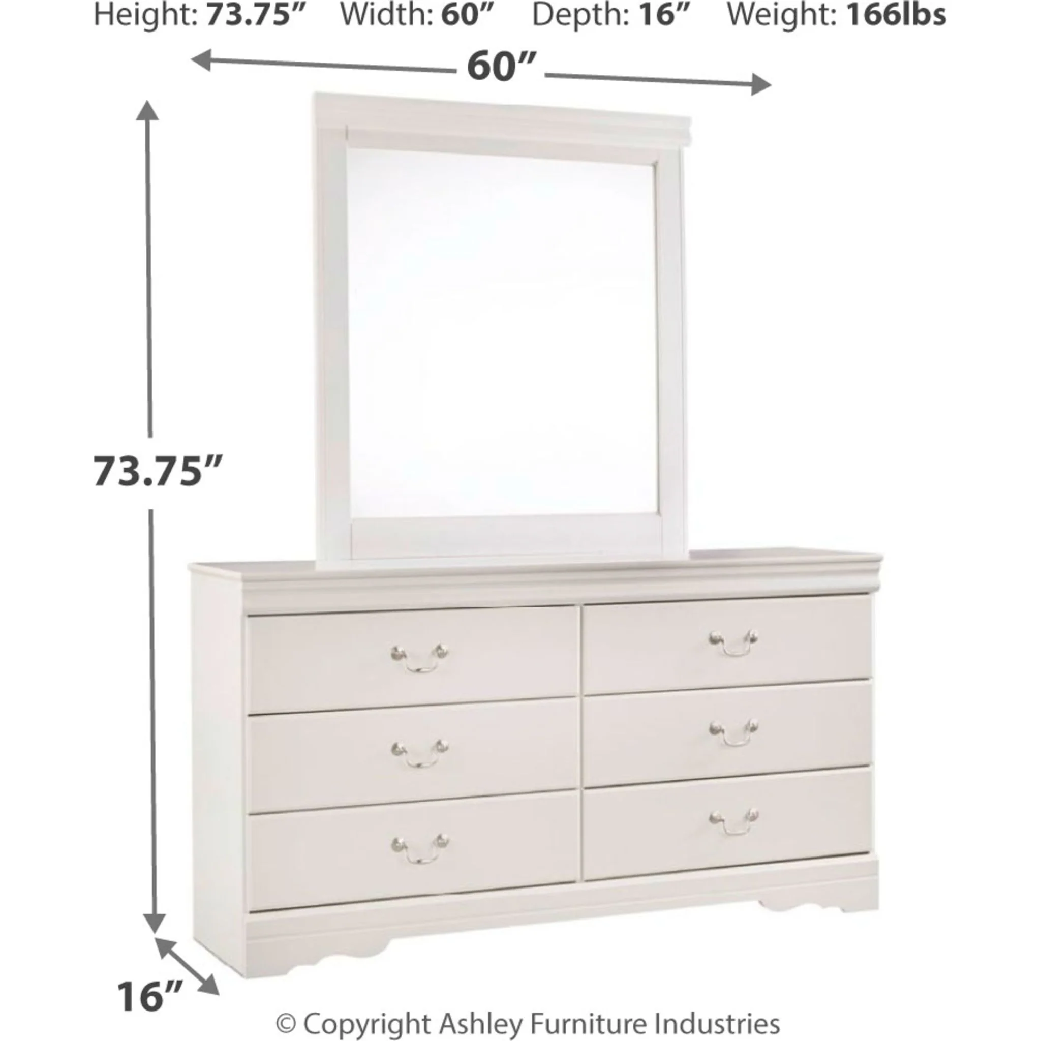 Anarasia Dresser and Mirror - White - Image 4