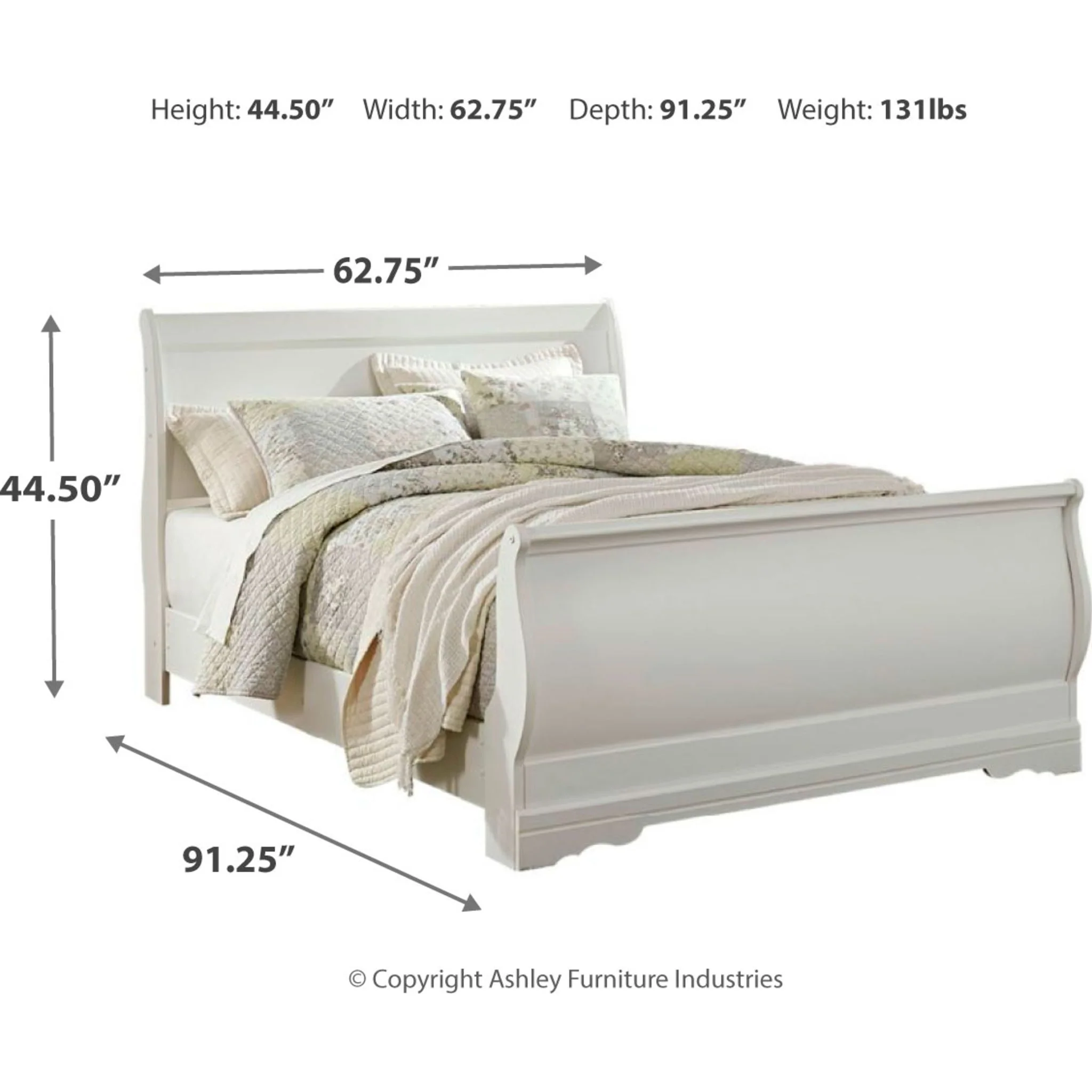 Anarasia Queen Sleigh Bed - White - Image 2
