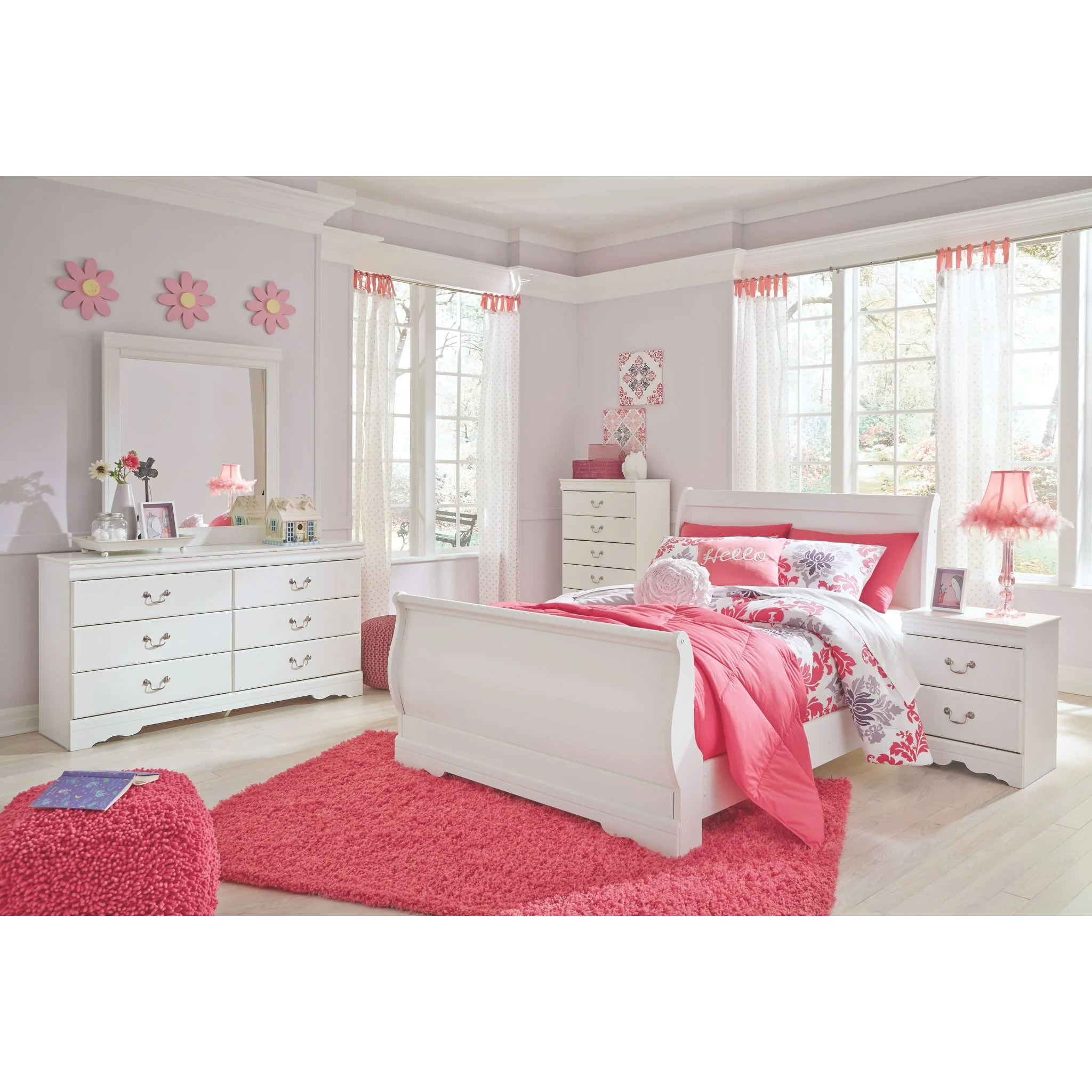 Anarasia Sleigh Bed - White - Image 10