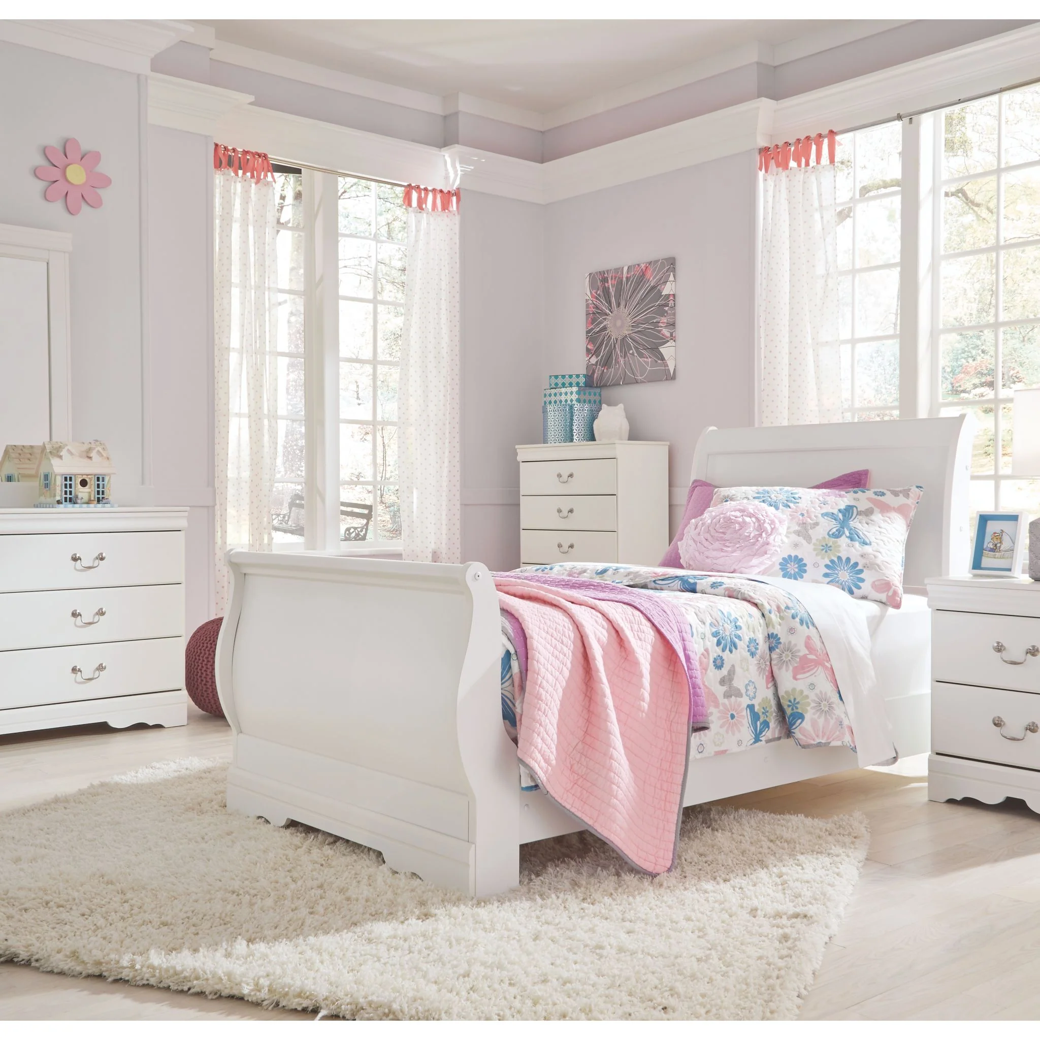 Anarasia Sleigh Bed - White - Image 2