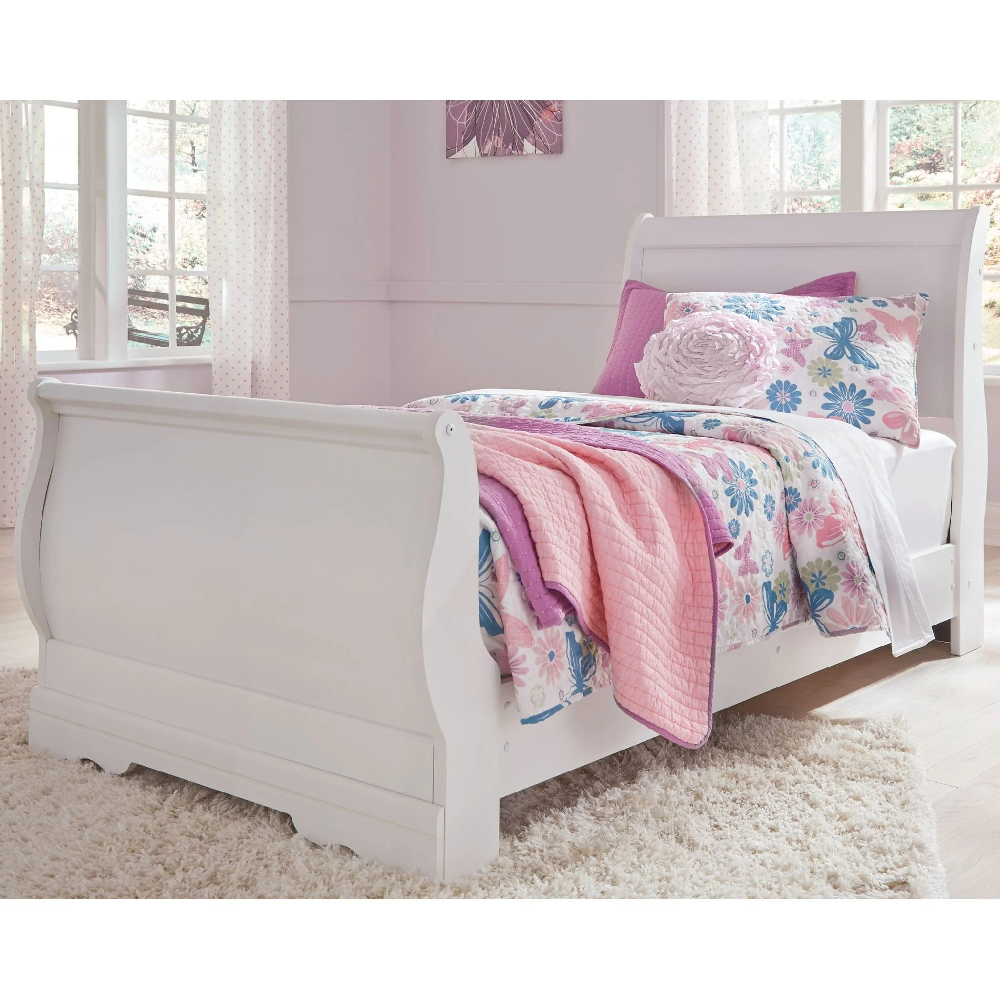 Anarasia Sleigh Bed - White - Image 3