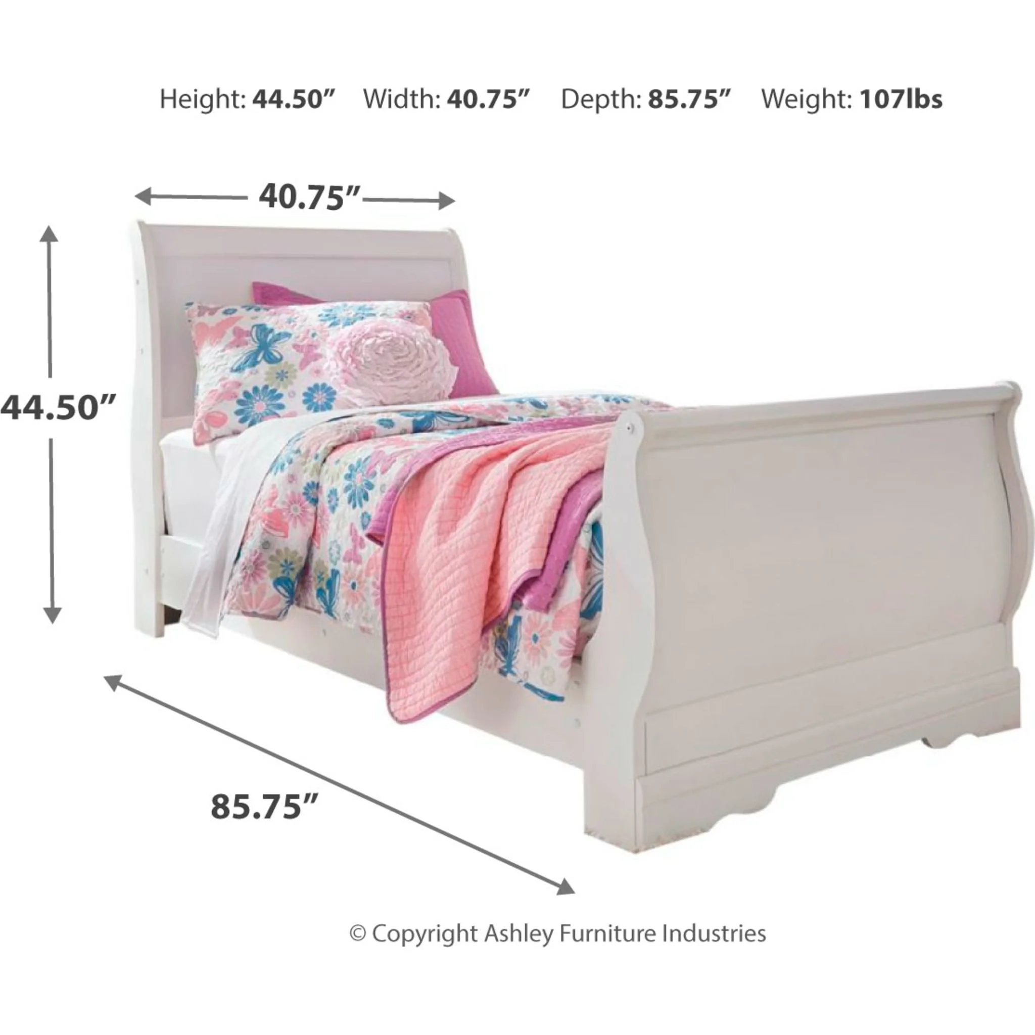 Anarasia Sleigh Bed - White - Image 5
