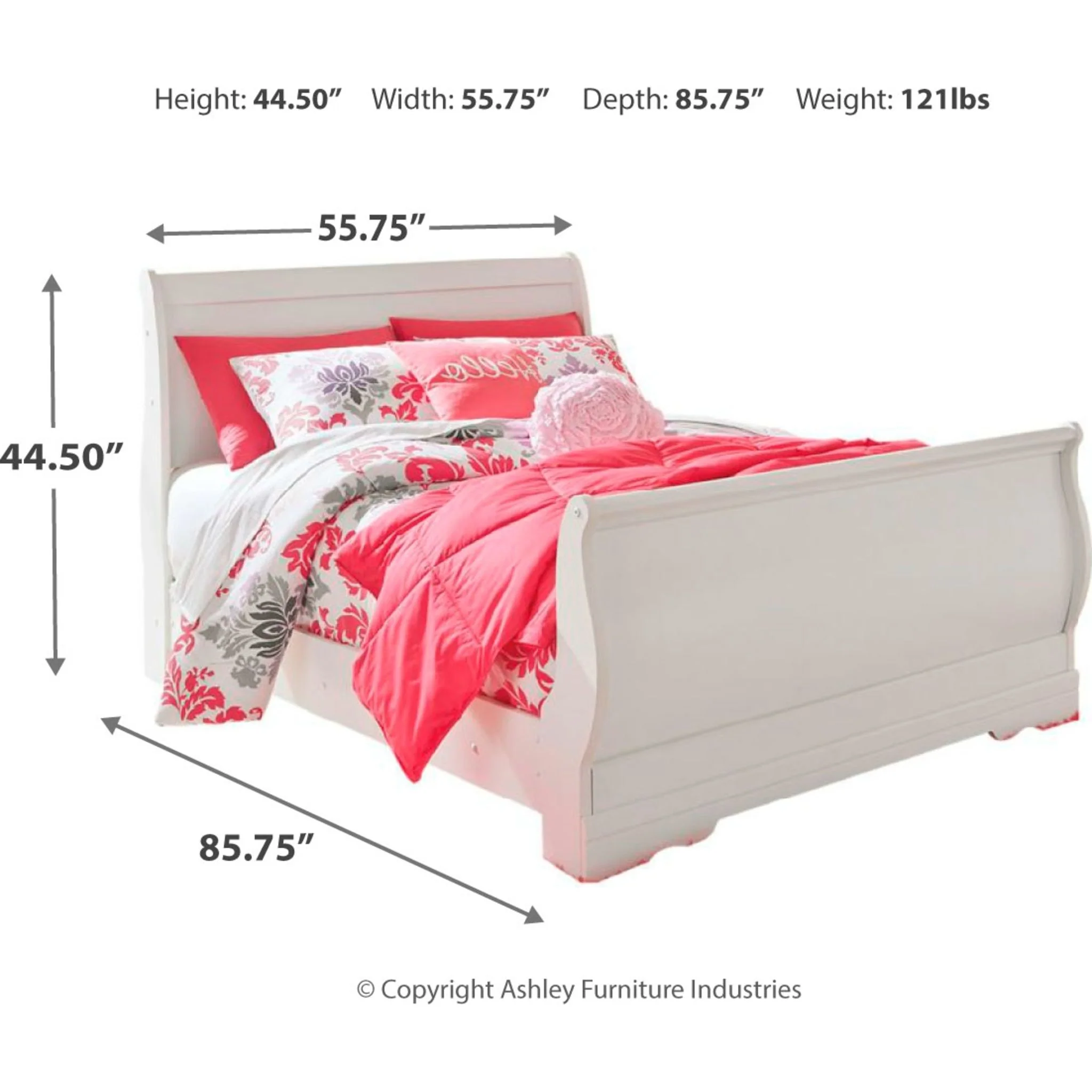 Anarasia Sleigh Bed - White - Image 8
