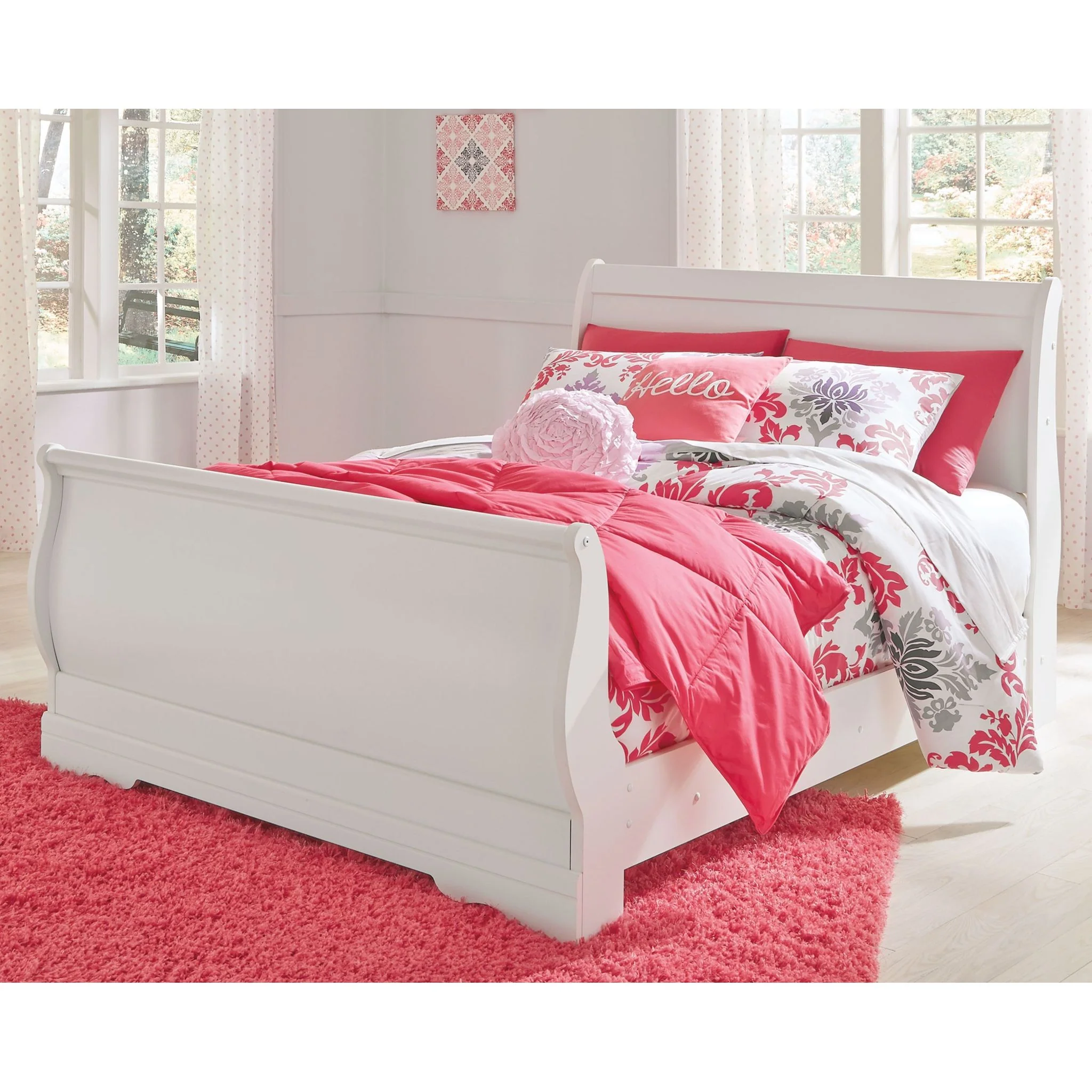 Anarasia Sleigh Bed - White - Image 9
