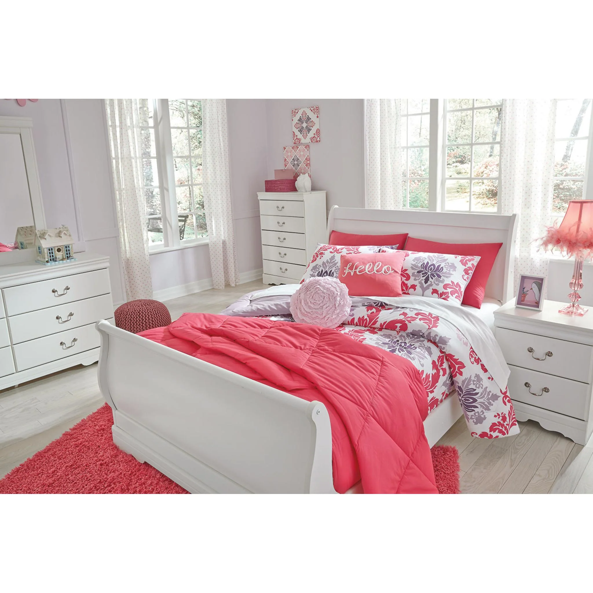 Anarasia Sleigh Headboard - White - Image 18