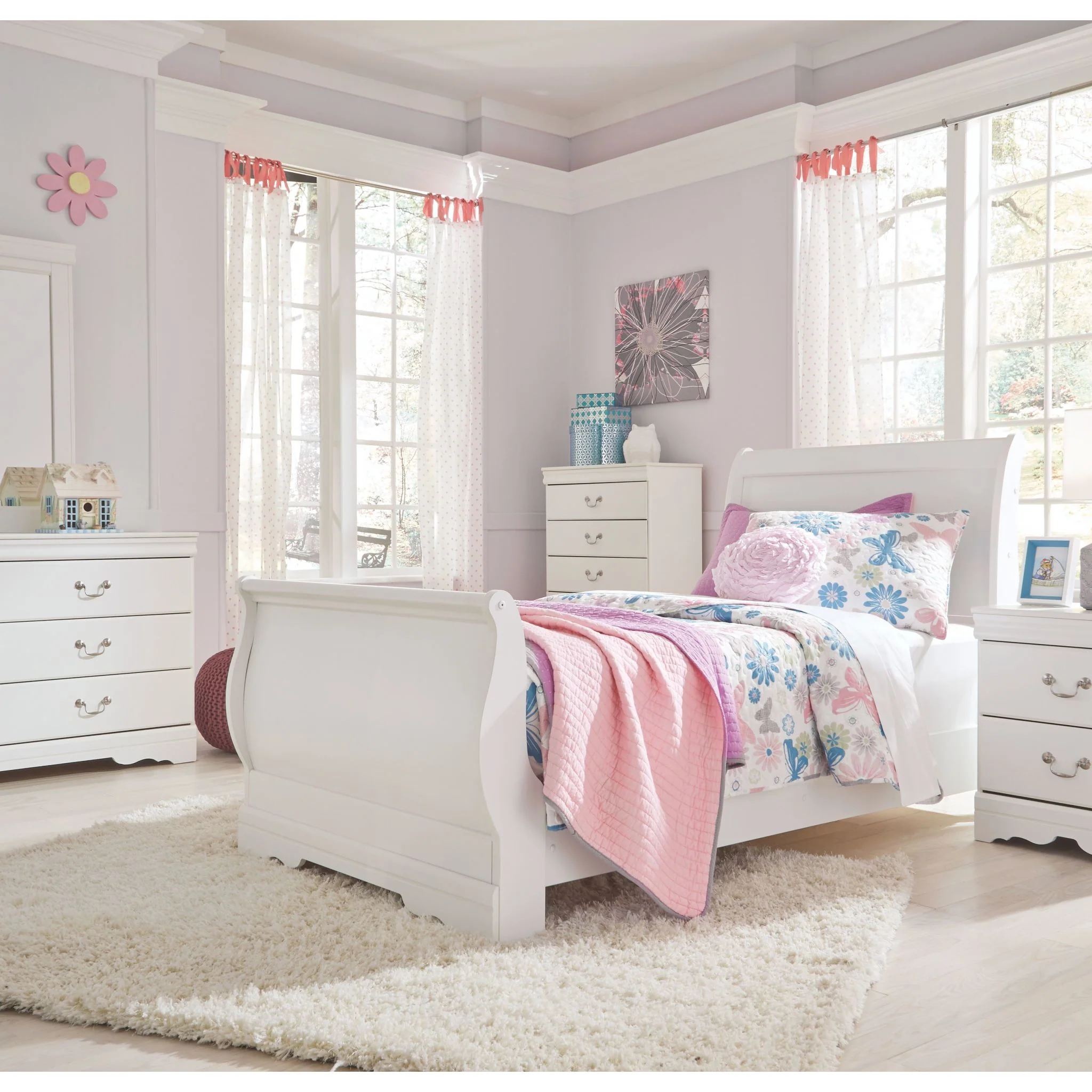 Anarasia Sleigh Headboard - White - Image 4
