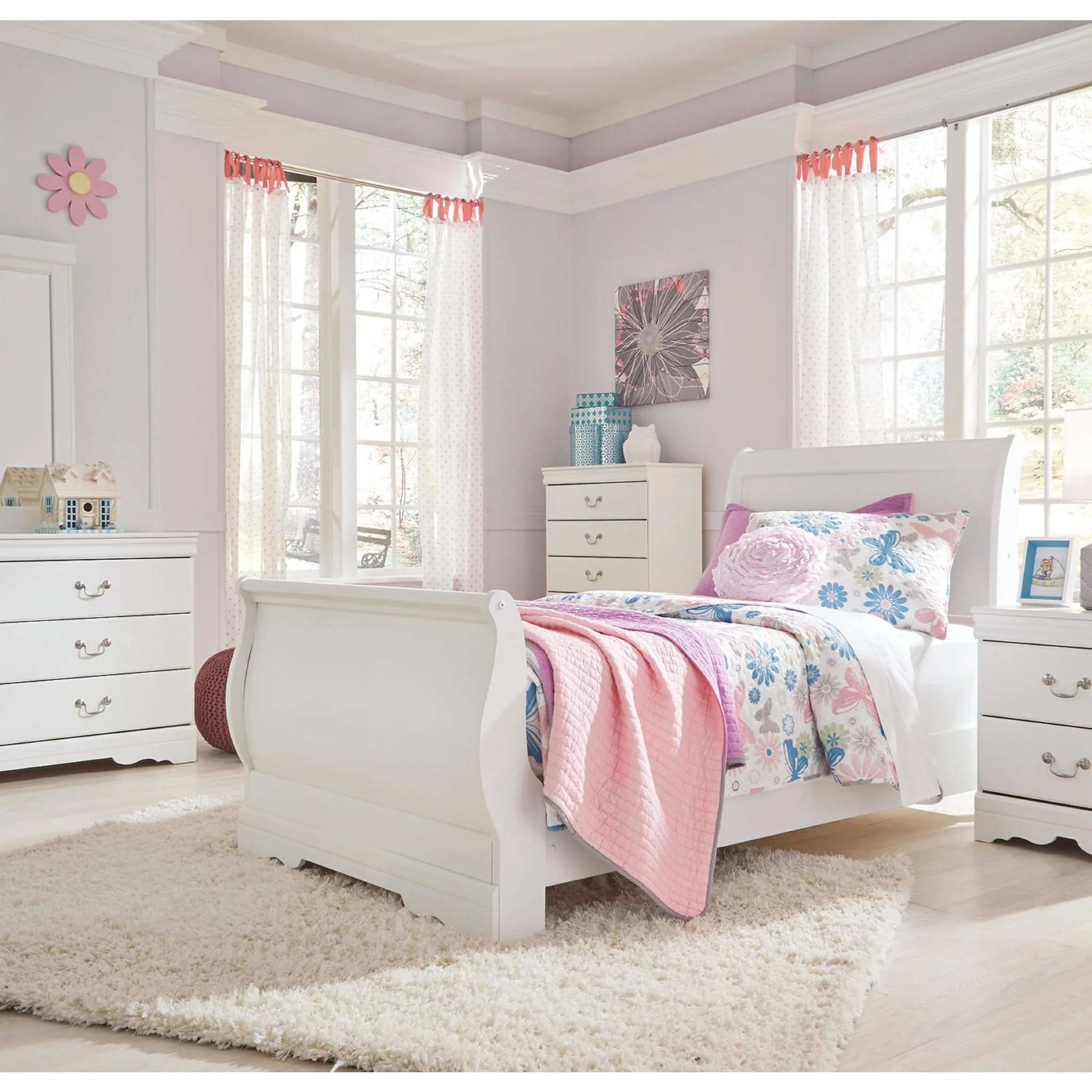 Anarasia Sleigh Headboard - White - Image 7