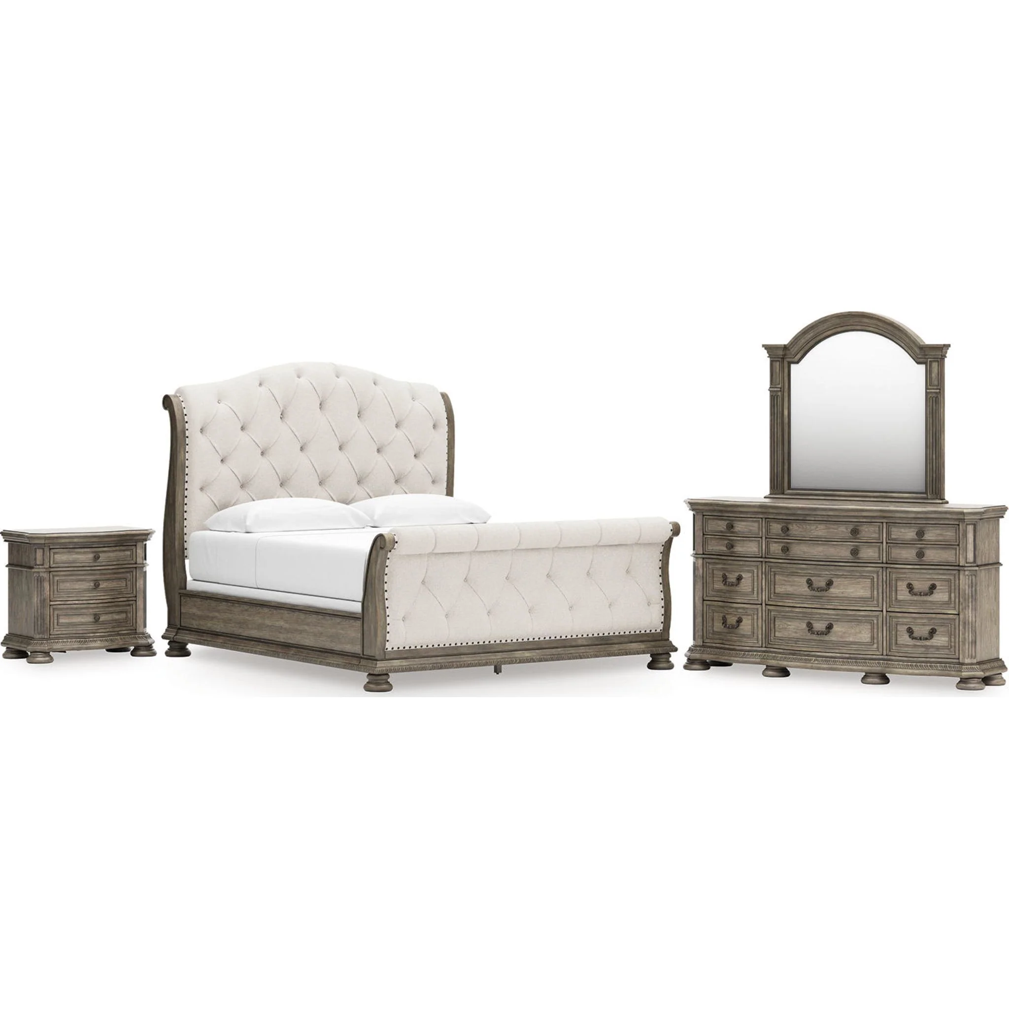 Ardenfield 6 Piece King Sleigh Bedroom - Light Brown