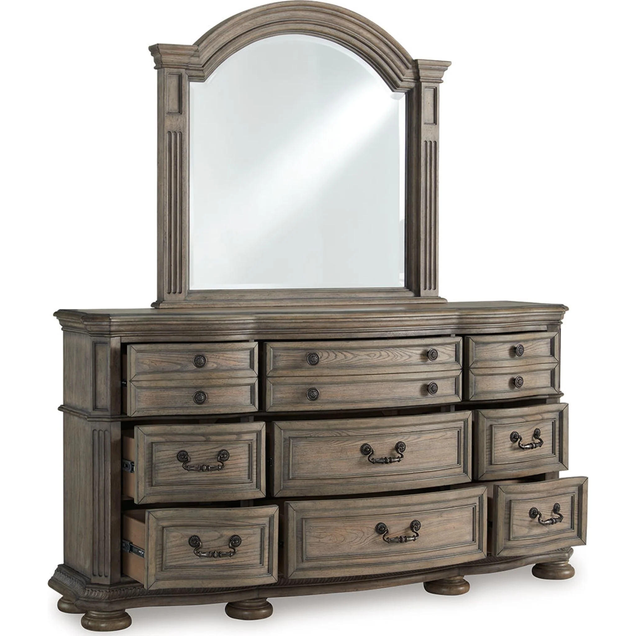 Ardenfield 6 Piece Queen Sleigh Bedroom - Light Brown - Image 3