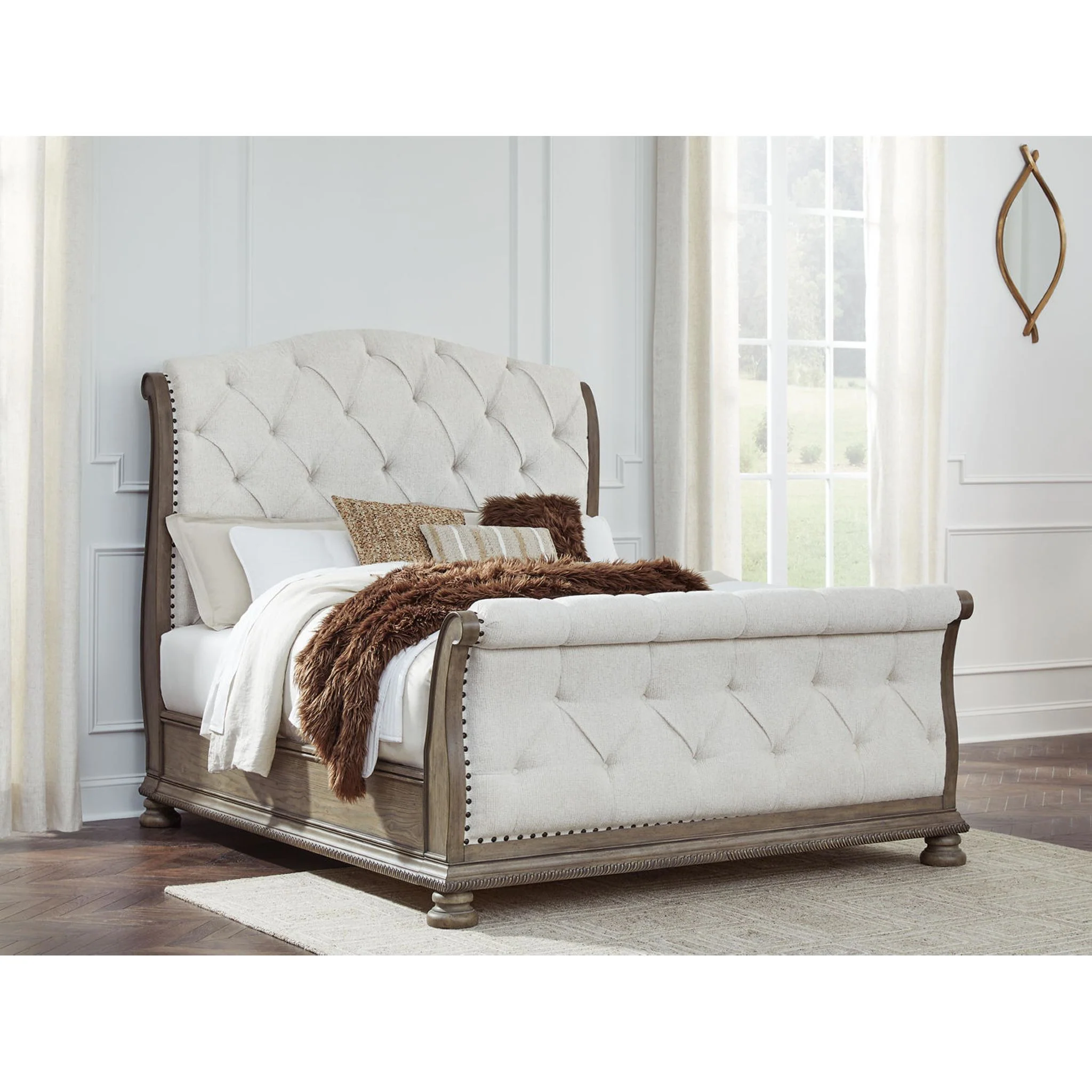 Ardenfield Sleigh Bed - Light Brown - Image 2