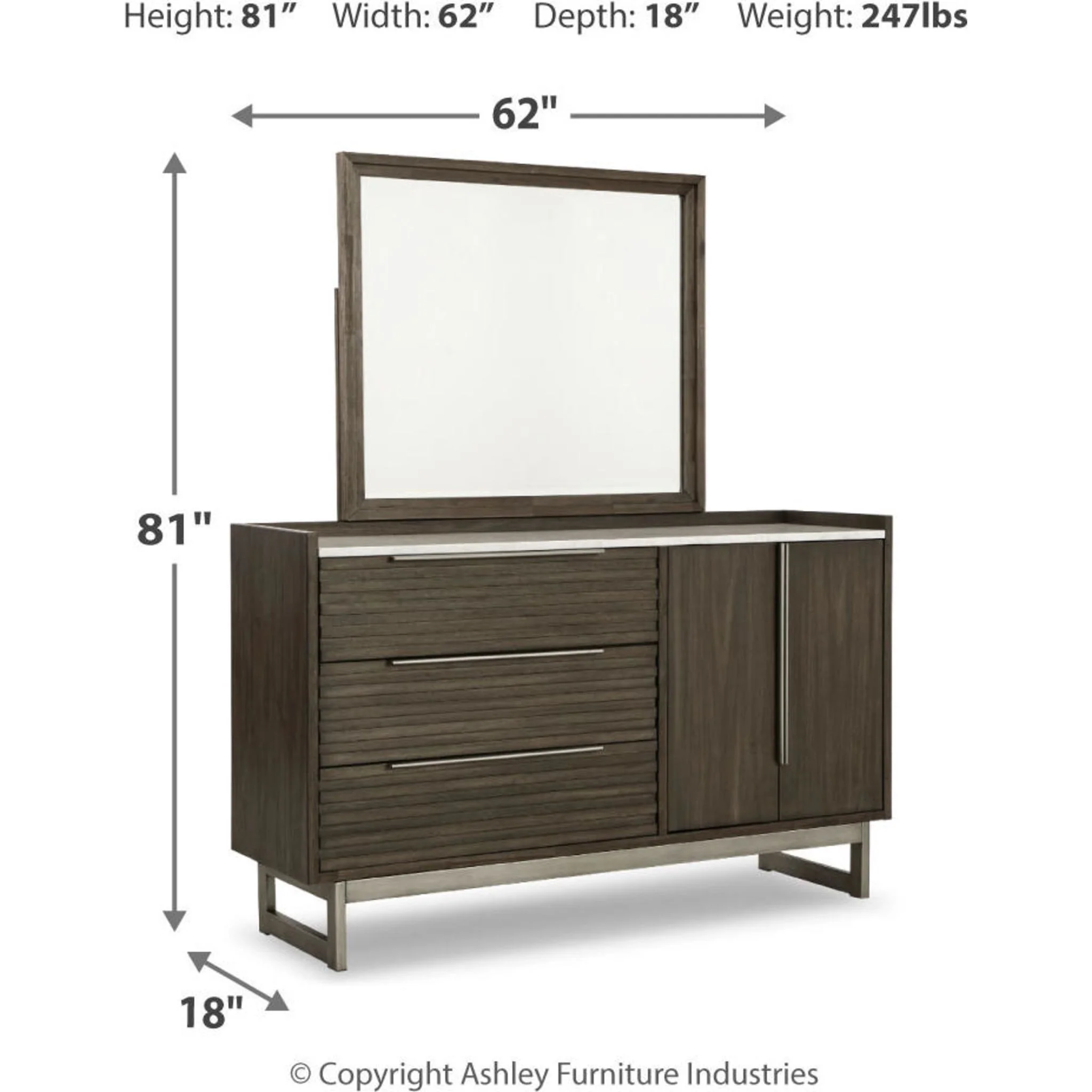 Arkenton Dresser and Mirror - Grayish Brown - Image 9