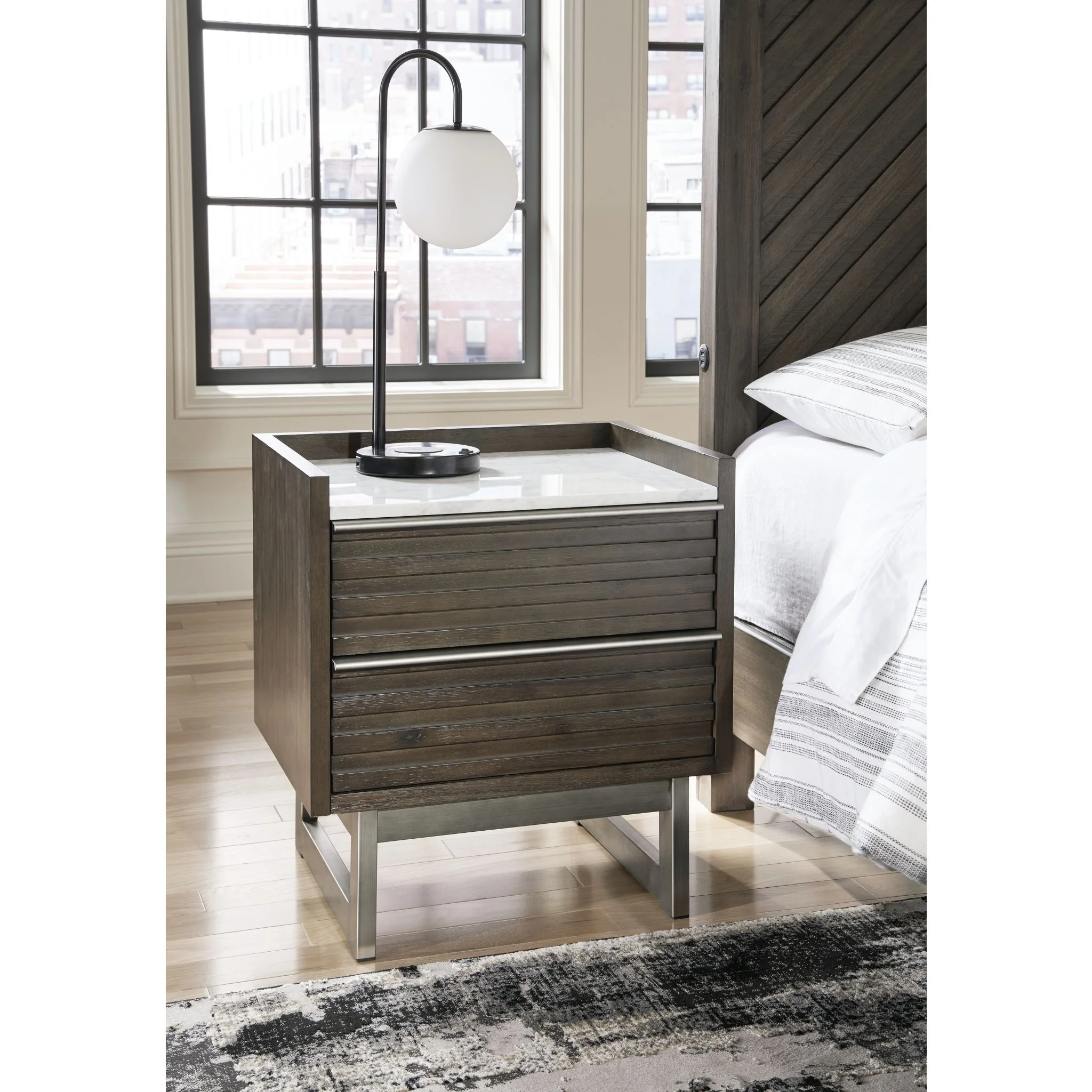 Arkenton Nightstand - Grayish Brown/White - Image 2
