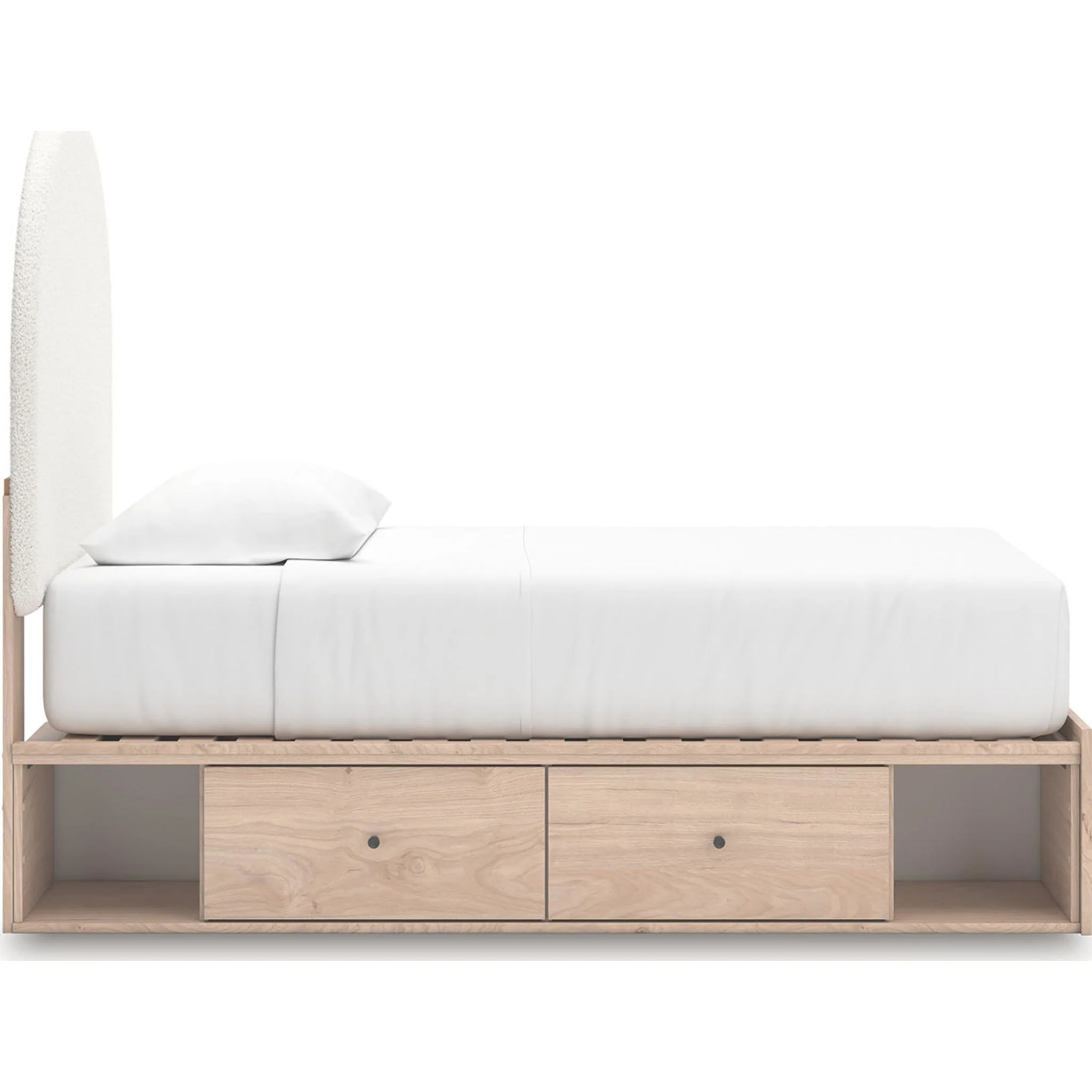 Arloster Platform Bed with 2 Drawer Storage - Tan/White - Image 10