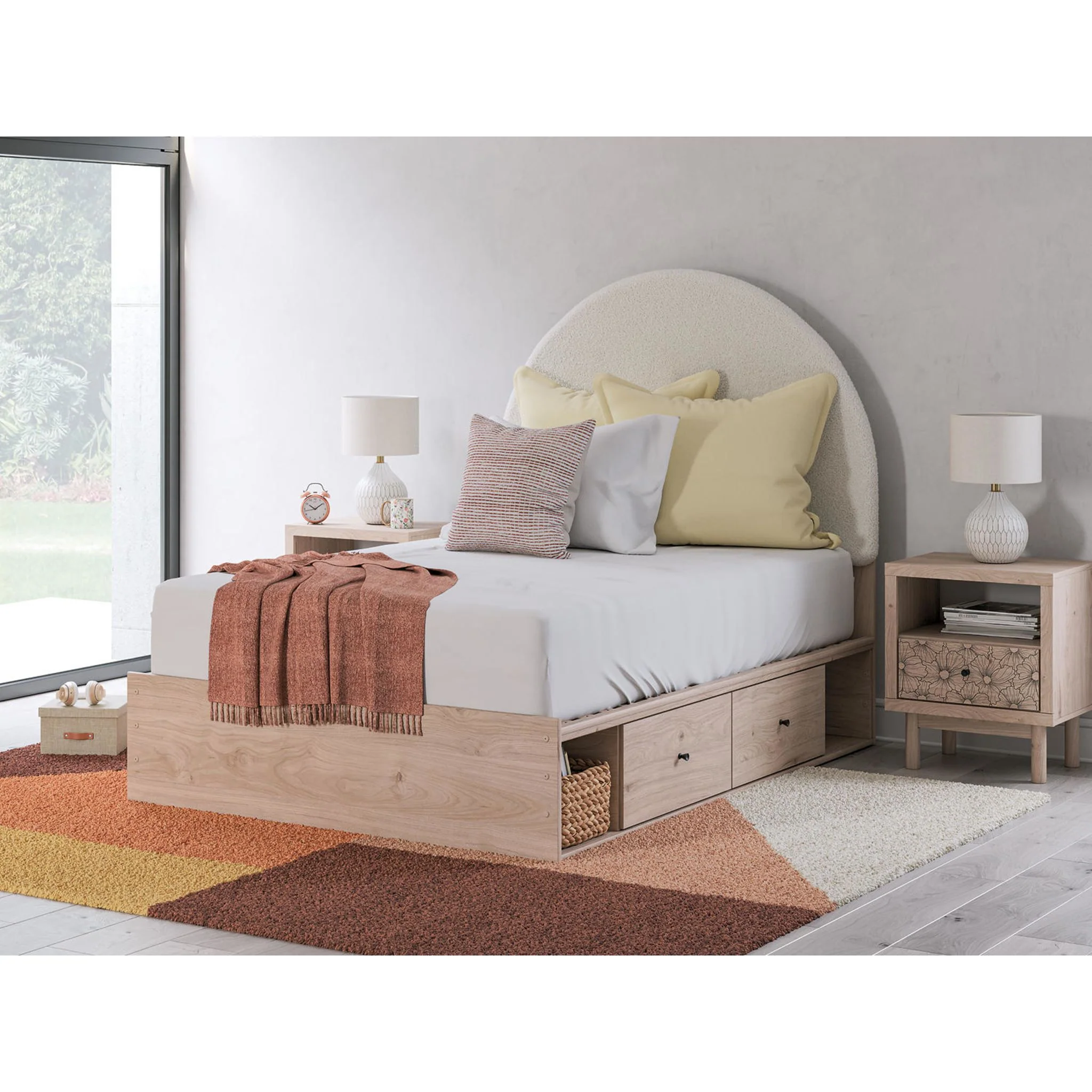 Arloster Platform Bed with 2 Drawer Storage - Tan/White - Image 13