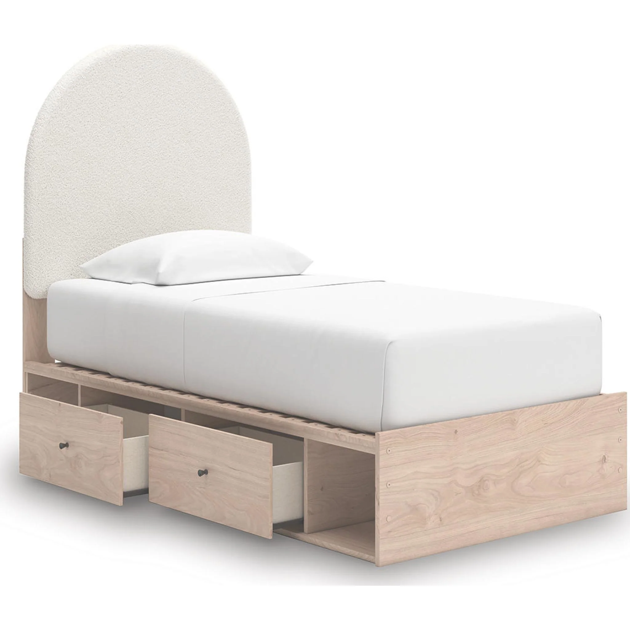 Arloster Platform Bed with 2 Drawer Storage - Tan/White - Image 5